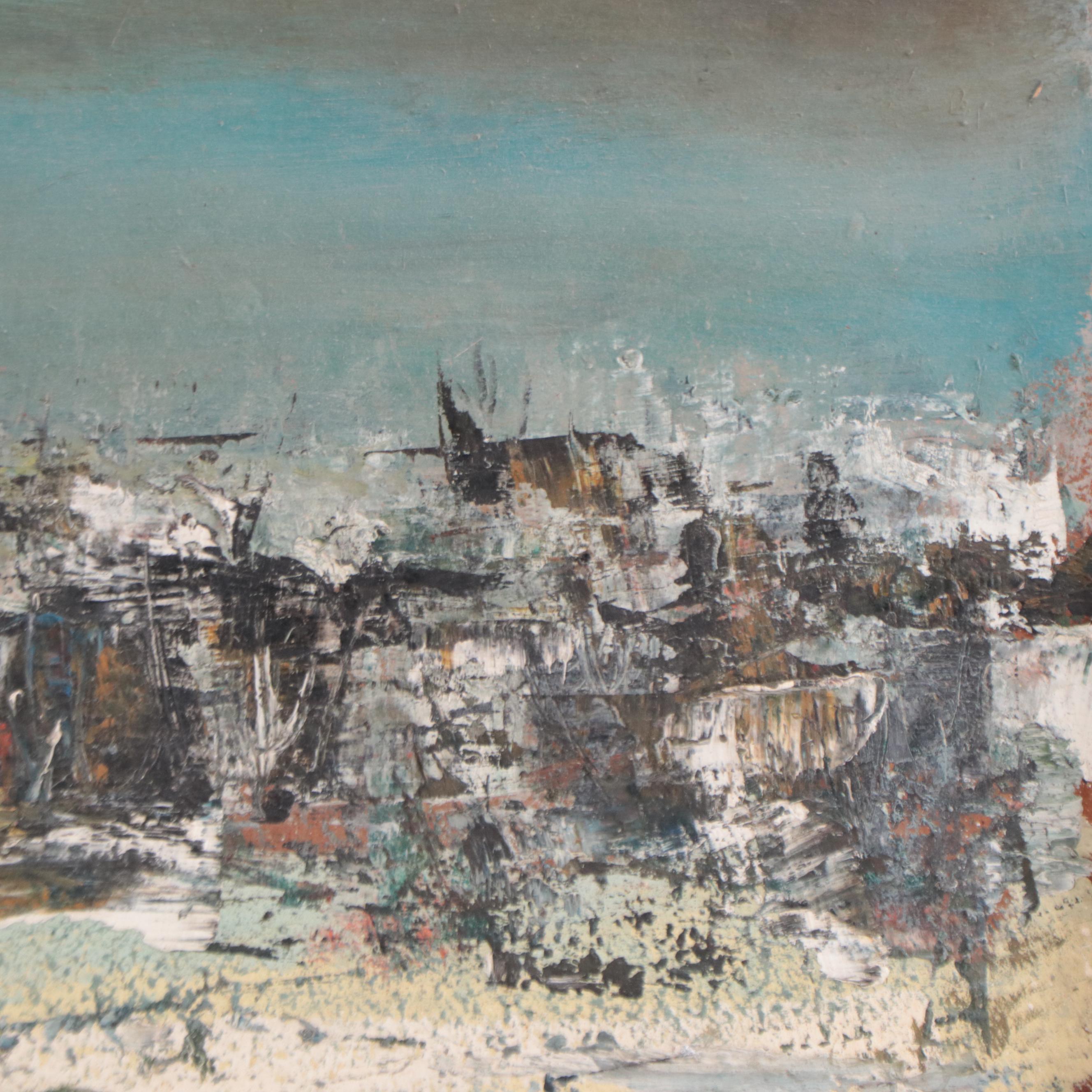 Abstract Landscape Oil Painting, Circa 1960