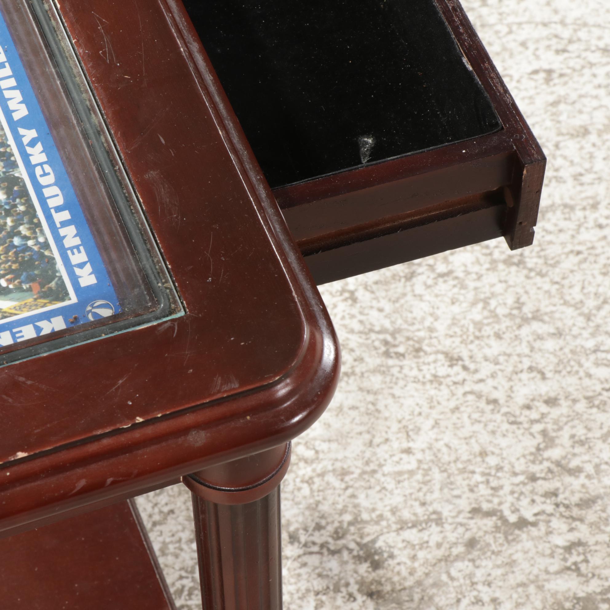 University of Kentucky Rupp Arena Glass Top Side Table, Late 20th Century