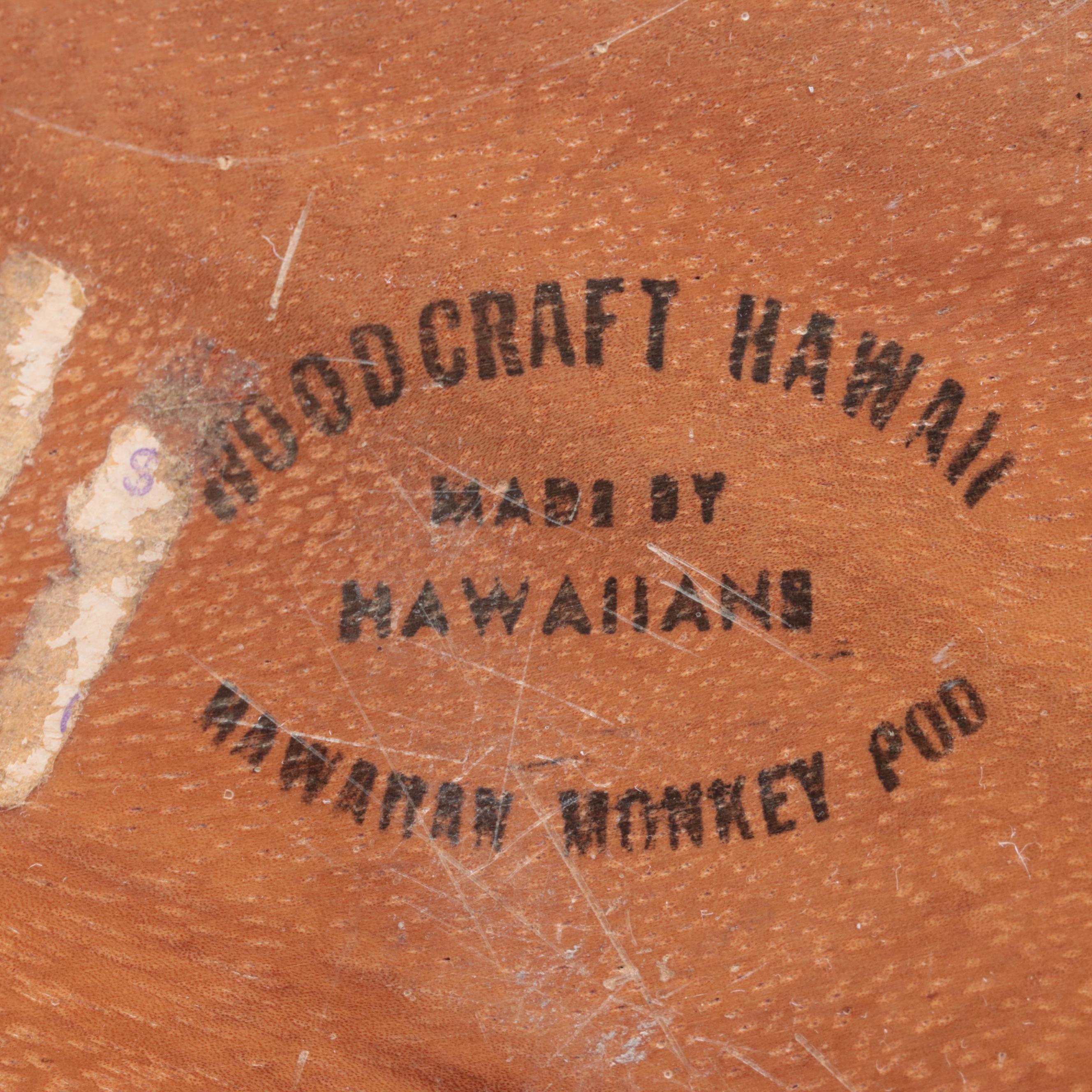 Hawaiian and Philippine Monkey Pod Wood Serveware with Turned Wood Bud Vase