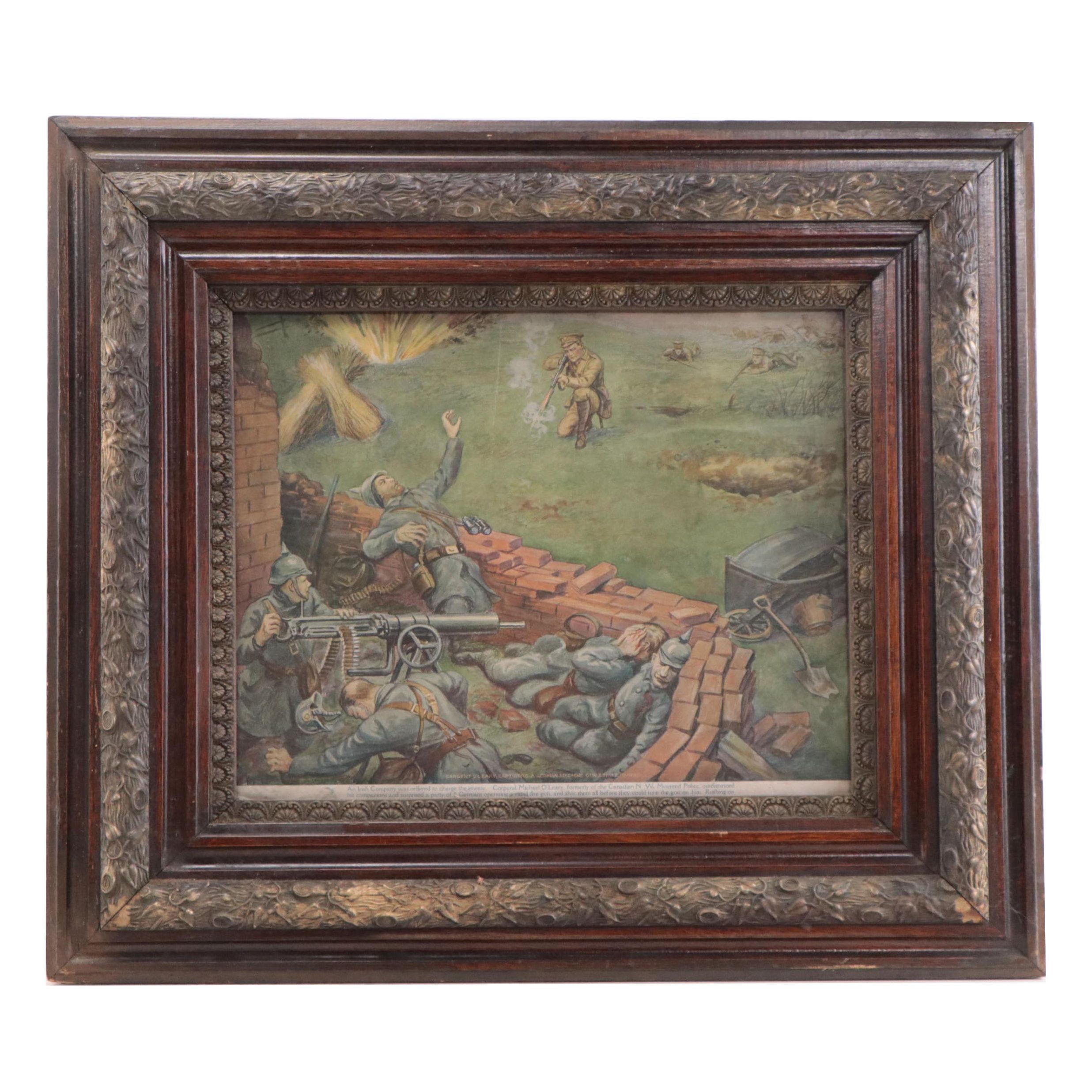 Letterpress Halftone "Sargent O'Leary Capturing a German Gun Single Handed"