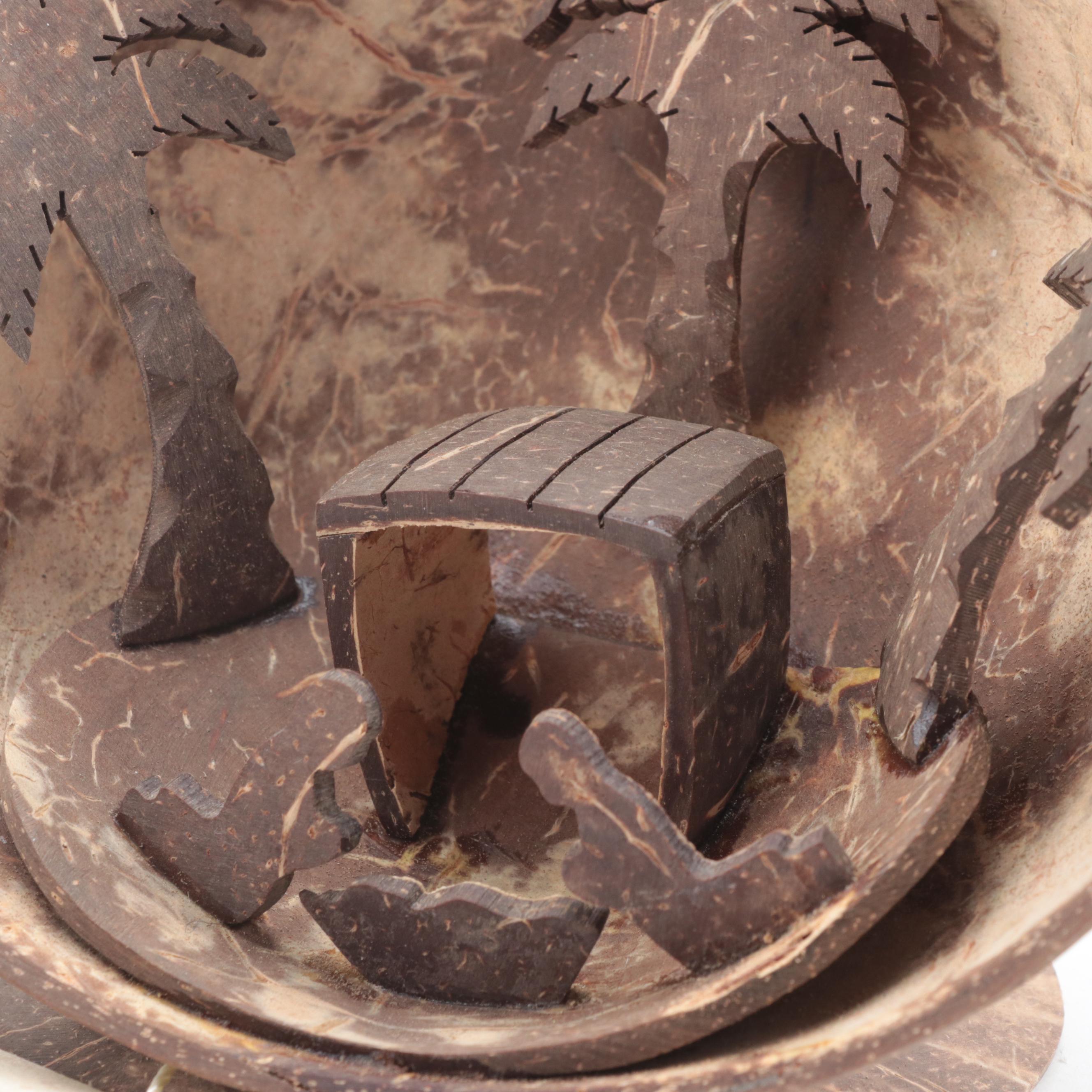 Coconut Shell Christmas Nativity with Other Nativities and Figurines