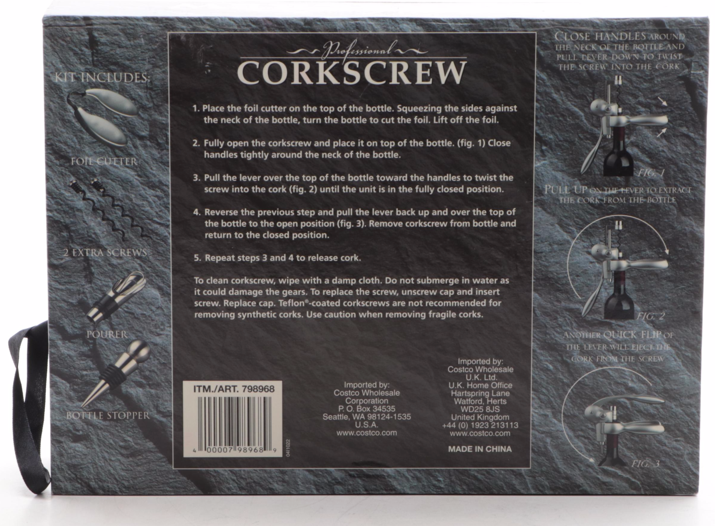 Costco Professional Corkscrew with Ice Sphere Mold and Wine Filter