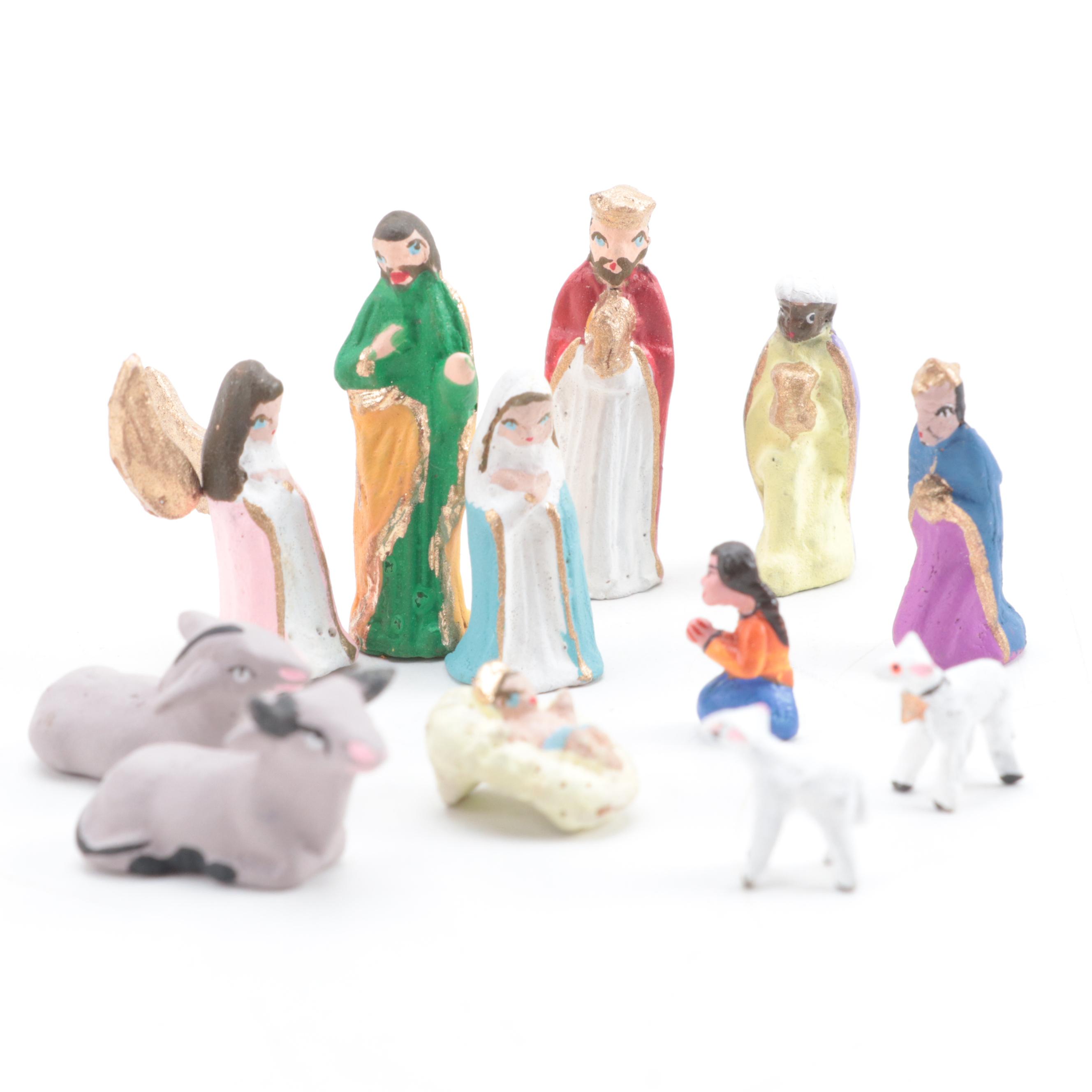 Coconut Shell Christmas Nativity with Other Nativities and Figurines