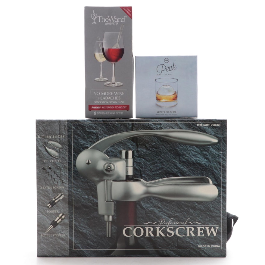 Costco Professional Corkscrew with Ice Sphere Mold and Wine Filter