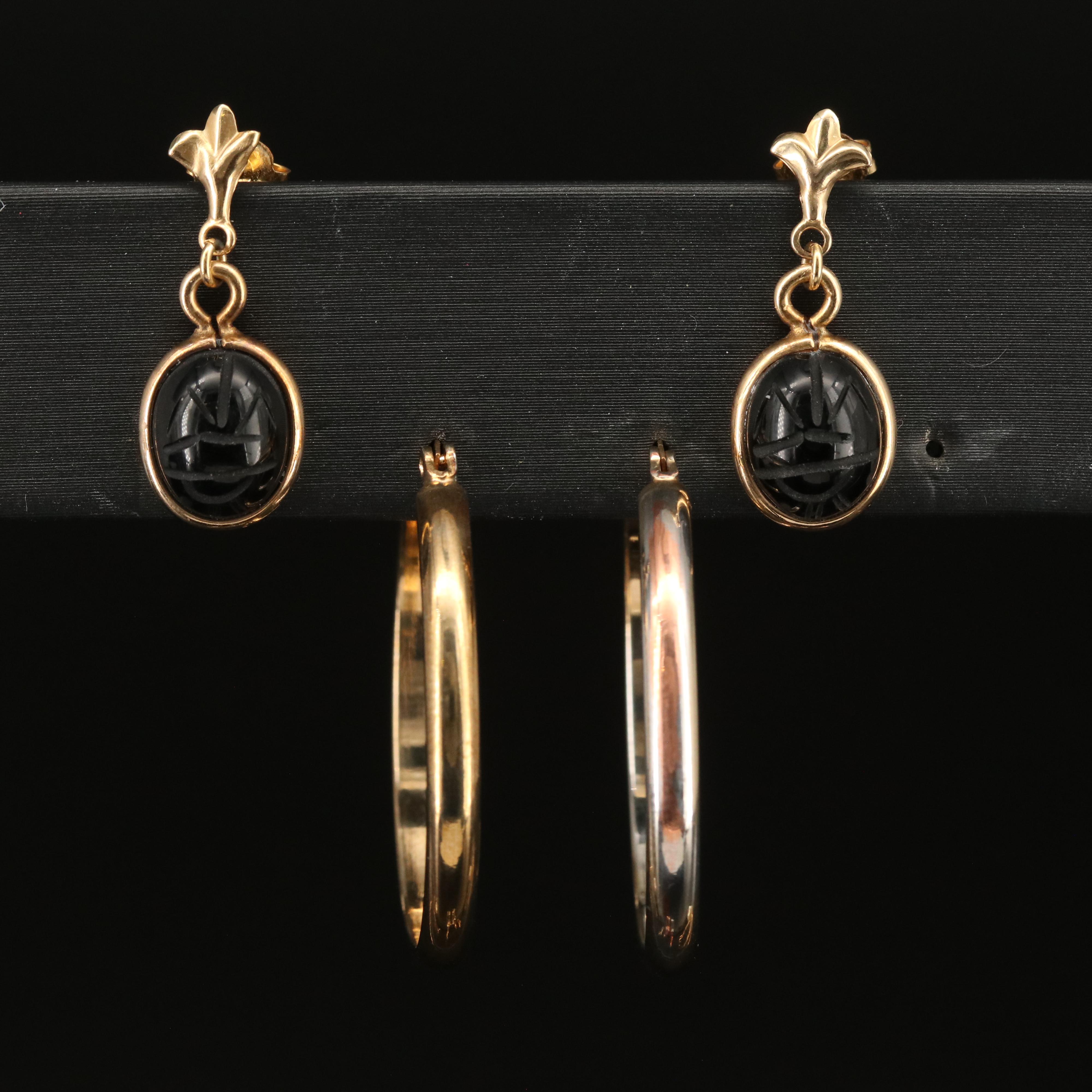 Pearl, Amethyst and Glass Earring Selection Including 14K