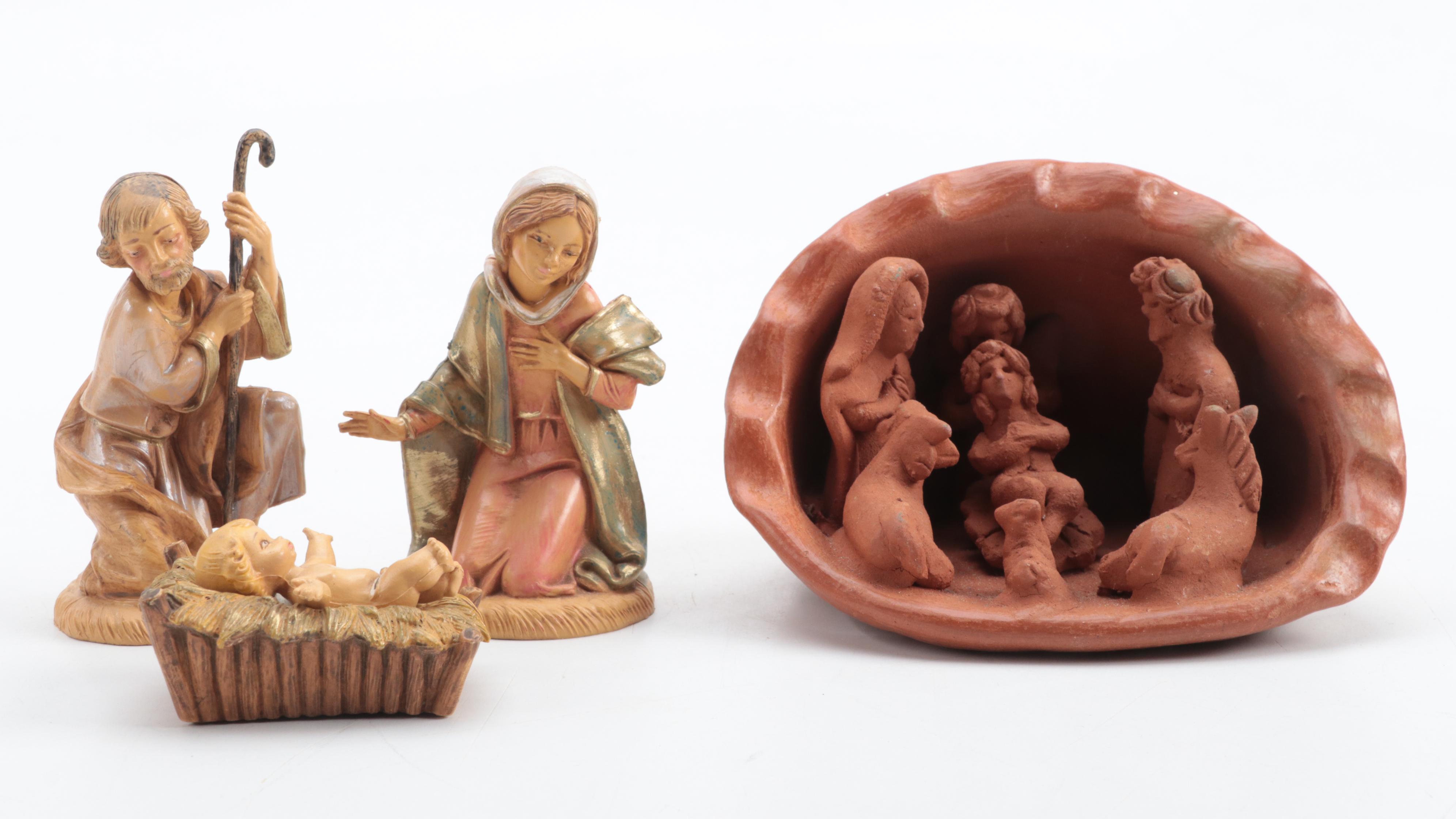 Guatemalan Handmade Clay Crèche with Other Nativity Sets