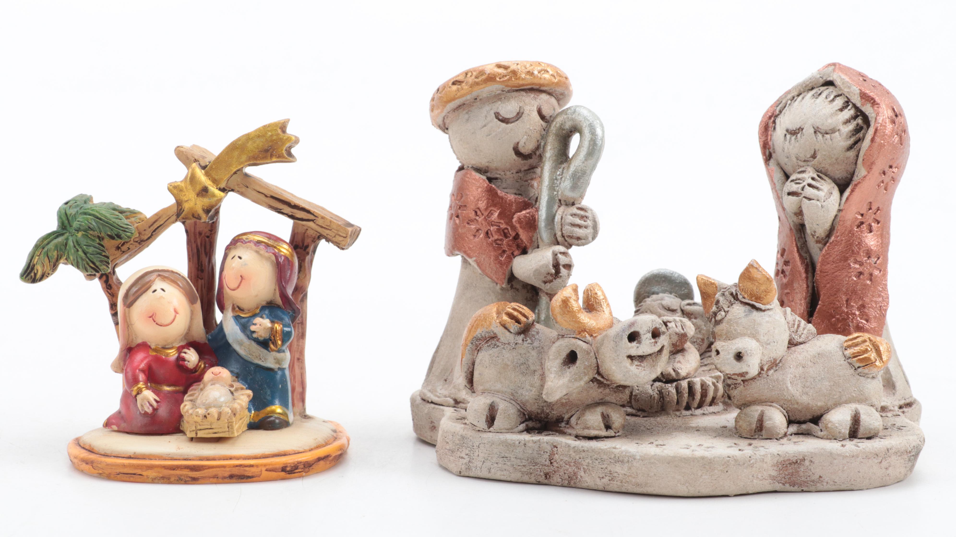 Guatemalan Handmade Clay Crèche with Other Nativity Sets