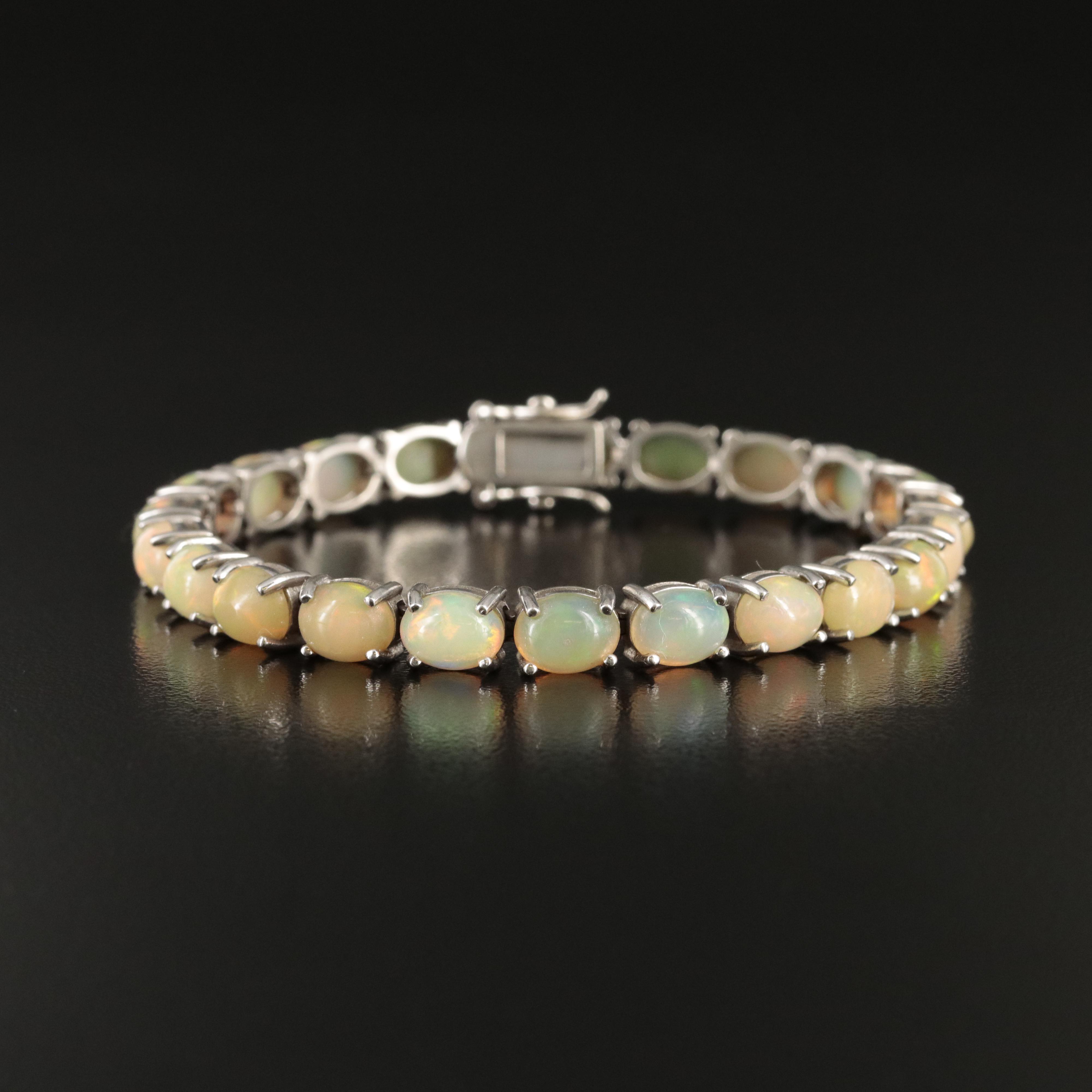 Sterling Opal Line Bracelet