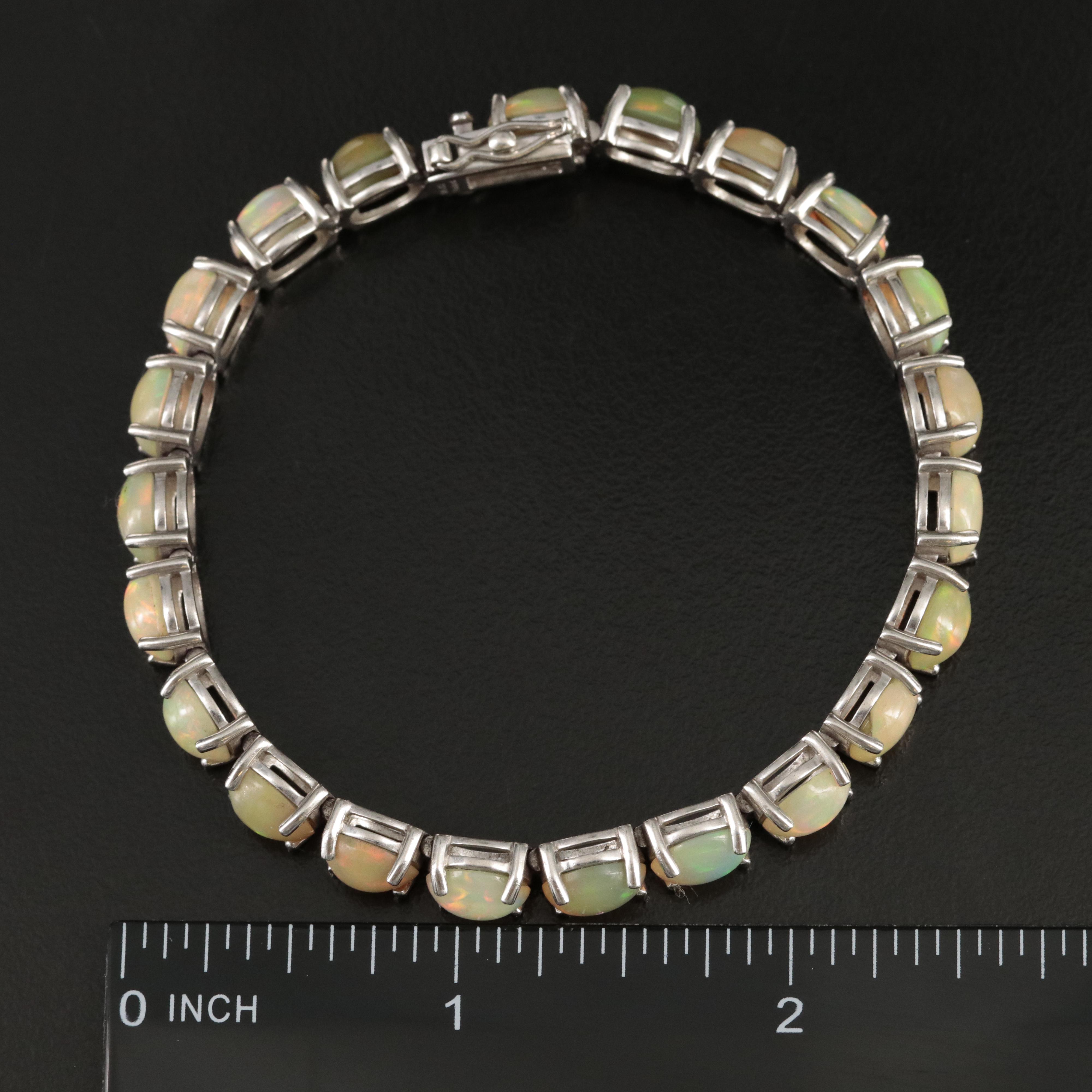 Sterling Opal Line Bracelet