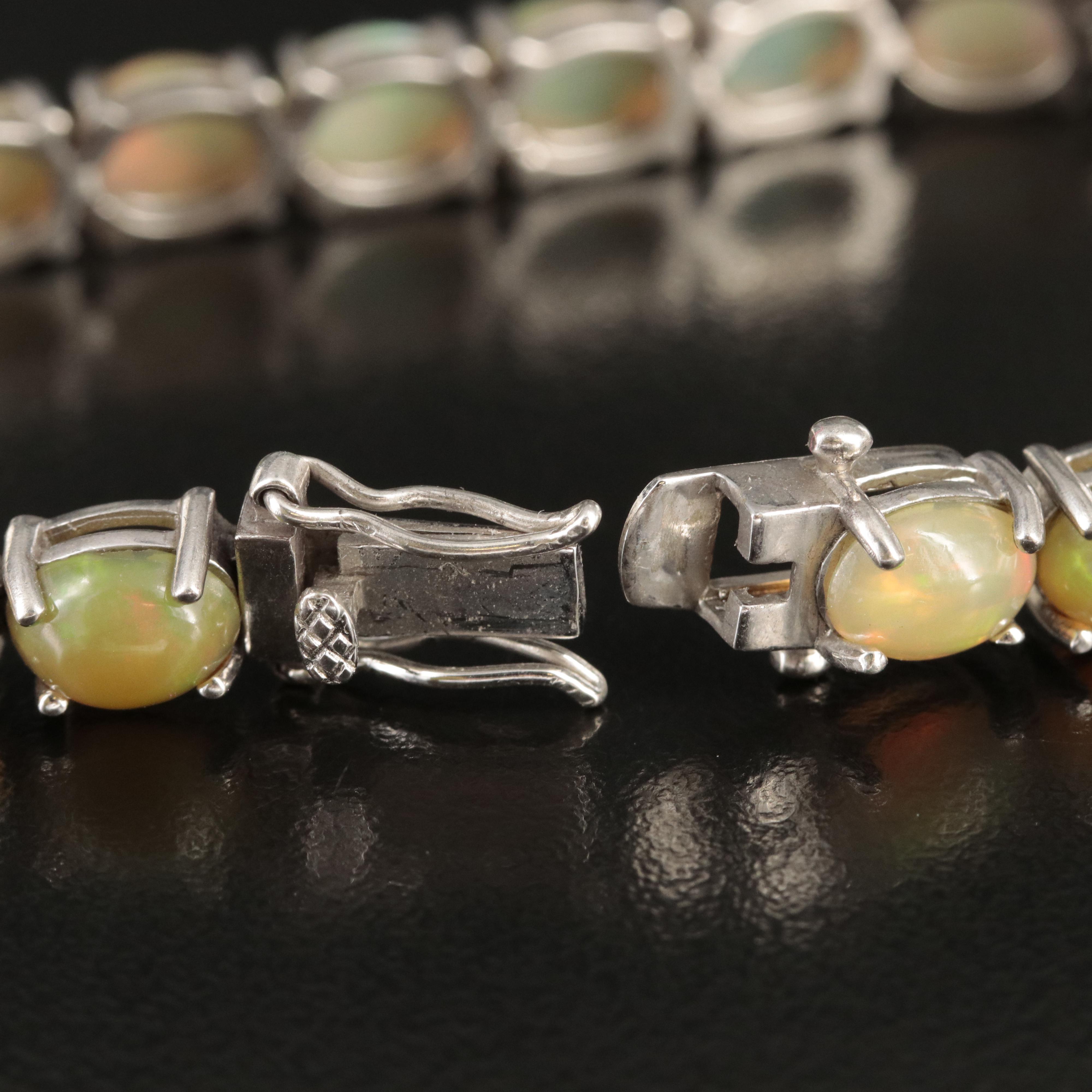 Sterling Opal Line Bracelet