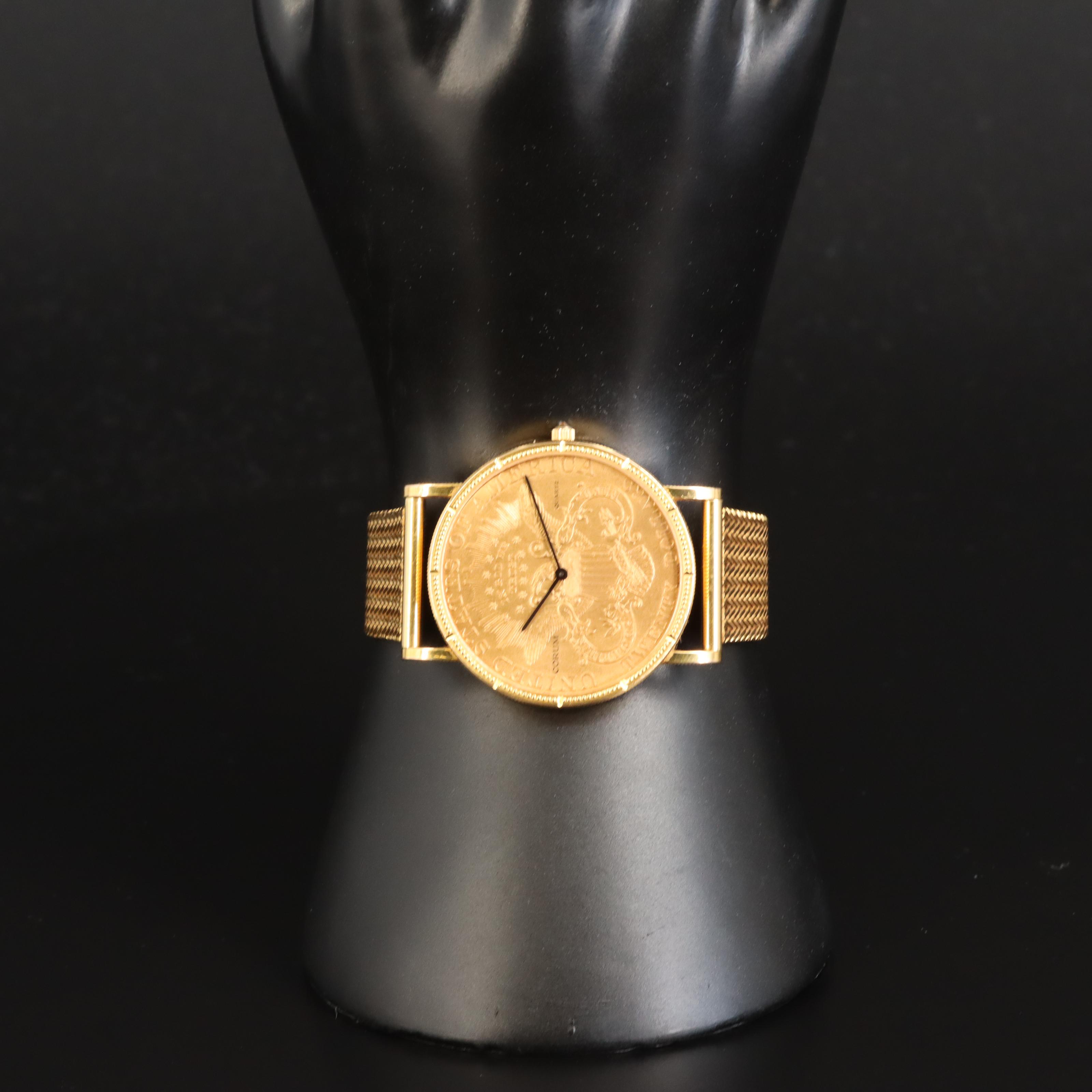 Corum $20 Liberty Head Gold Coin & 18K Quartz Watch