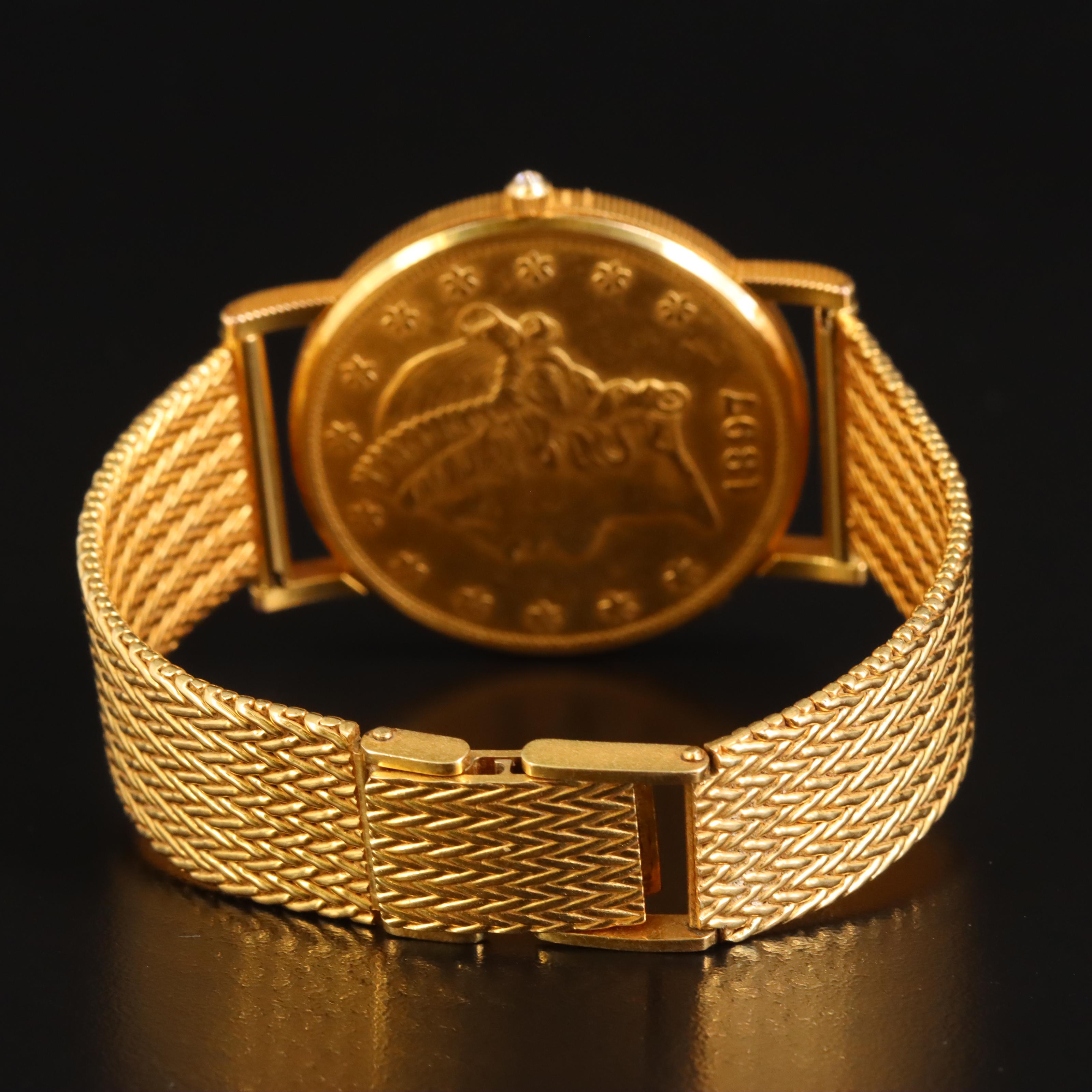 Corum $20 Liberty Head Gold Coin & 18K Quartz Watch
