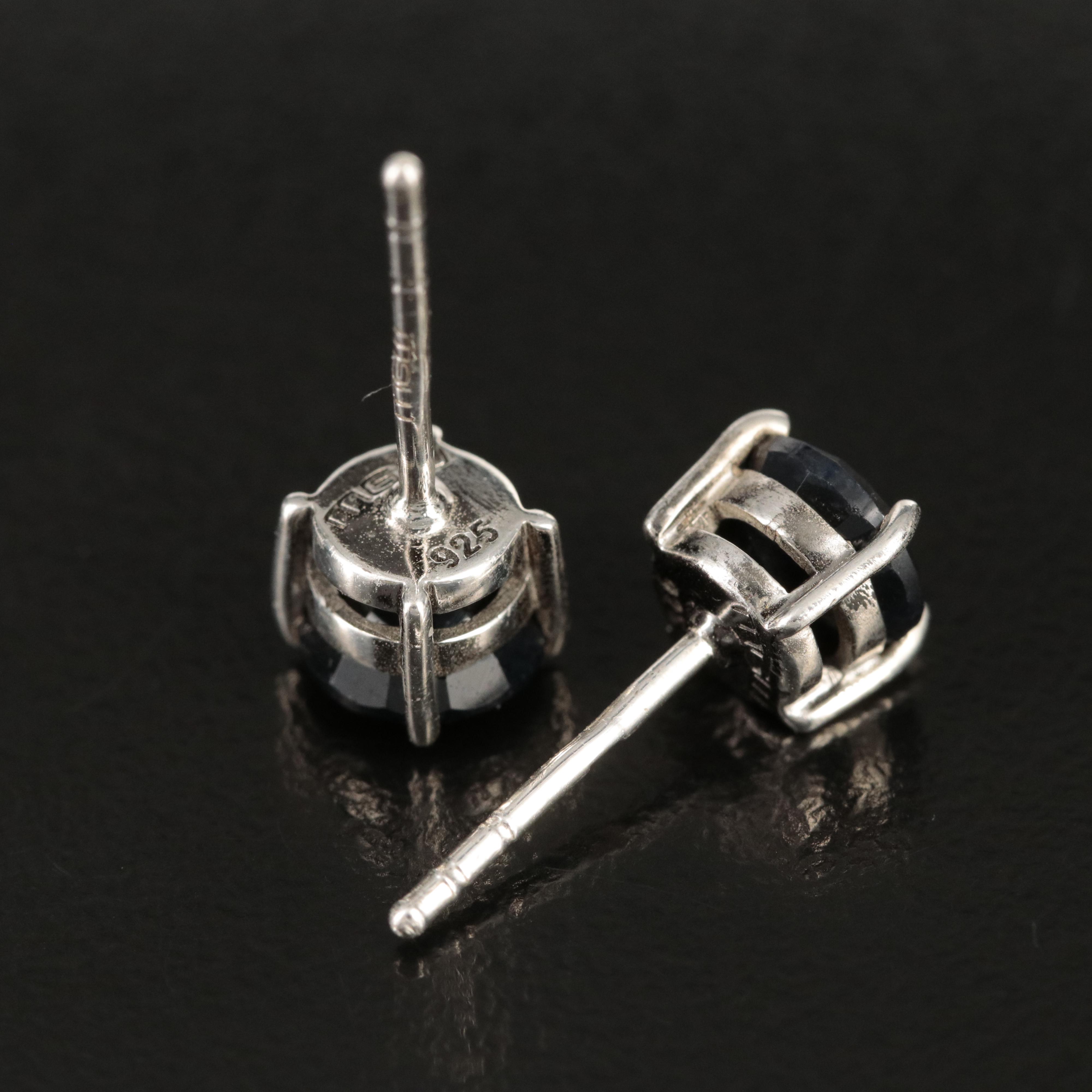 Sterling Black Sapphire Earrings