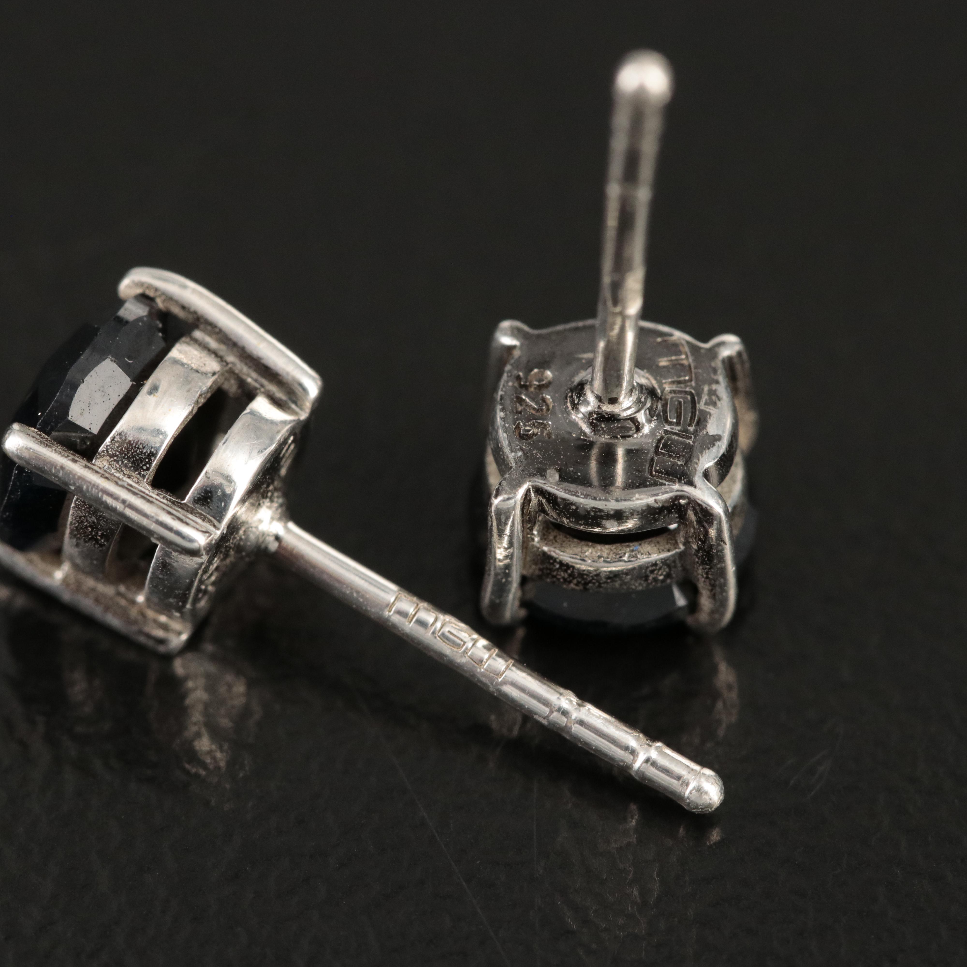 Sterling Black Sapphire Earrings