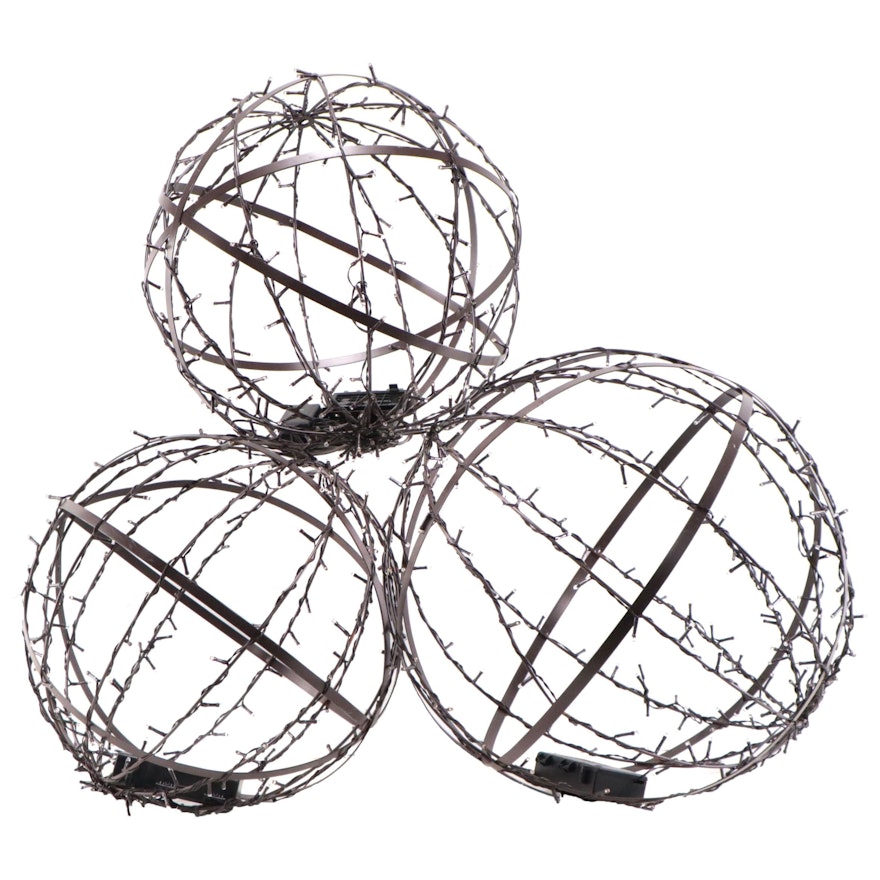 Illuminated LED Wrapped Openwork Orbs