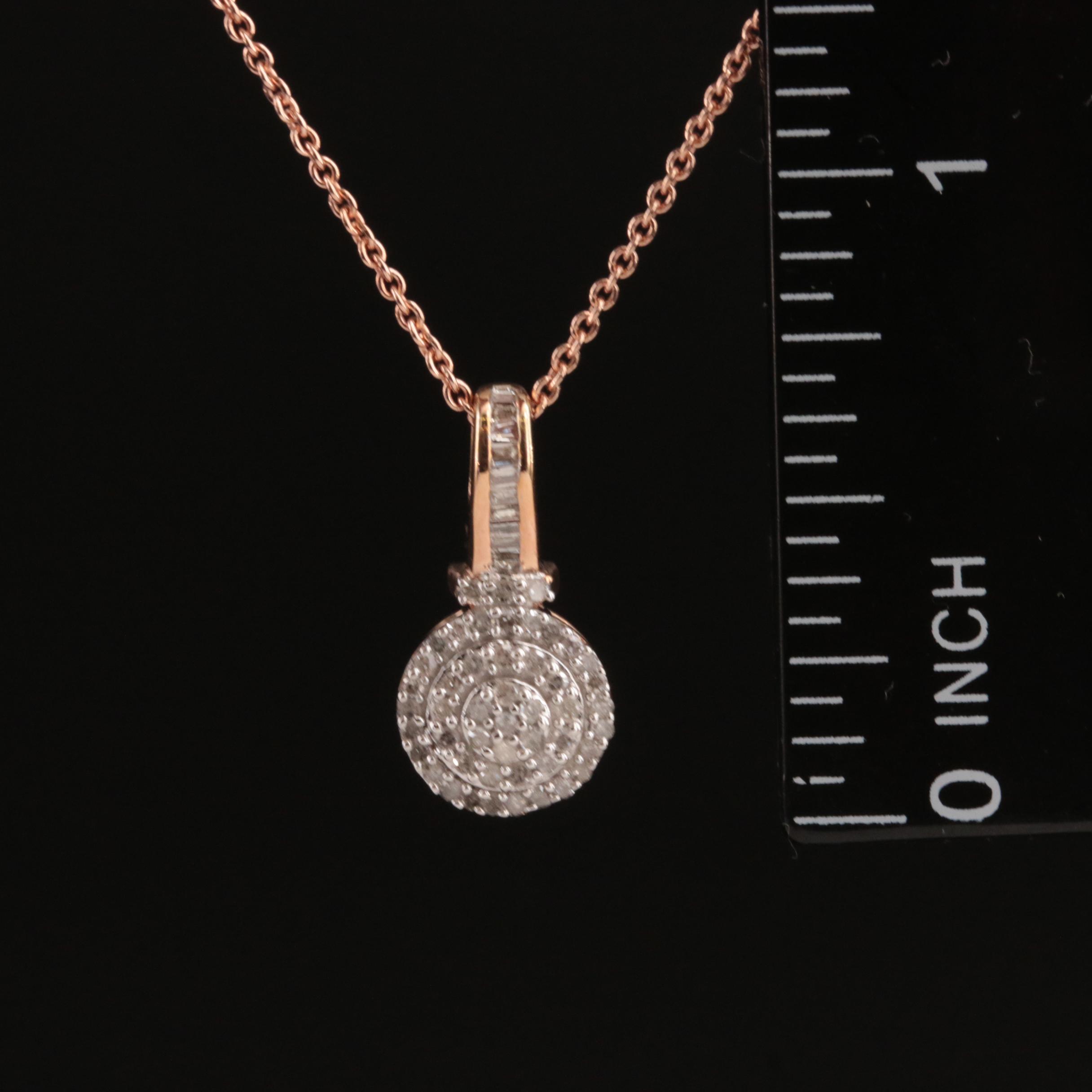 Diamond Pendant Necklace in Sterling with Rose Tone Finish