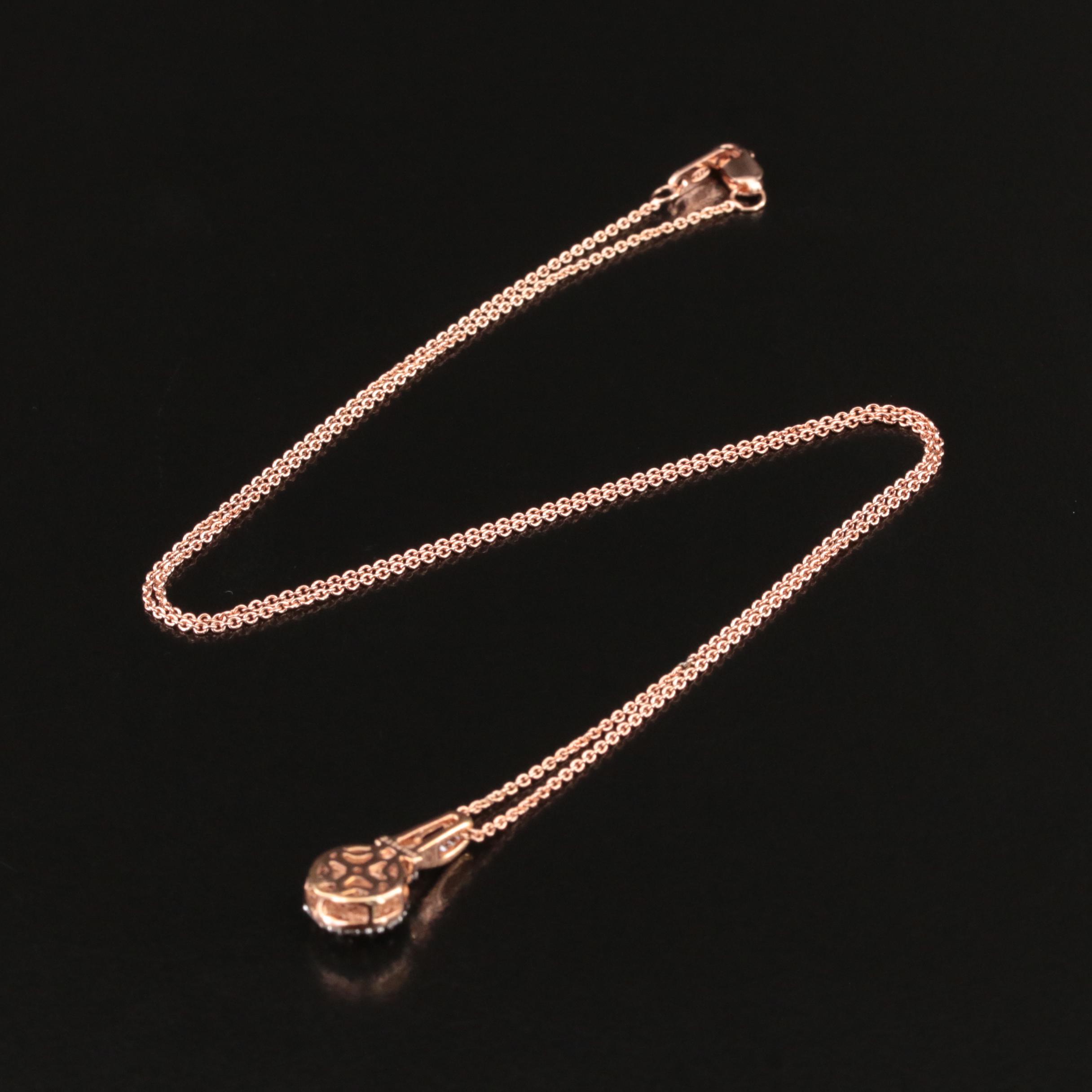 Diamond Pendant Necklace in Sterling with Rose Tone Finish