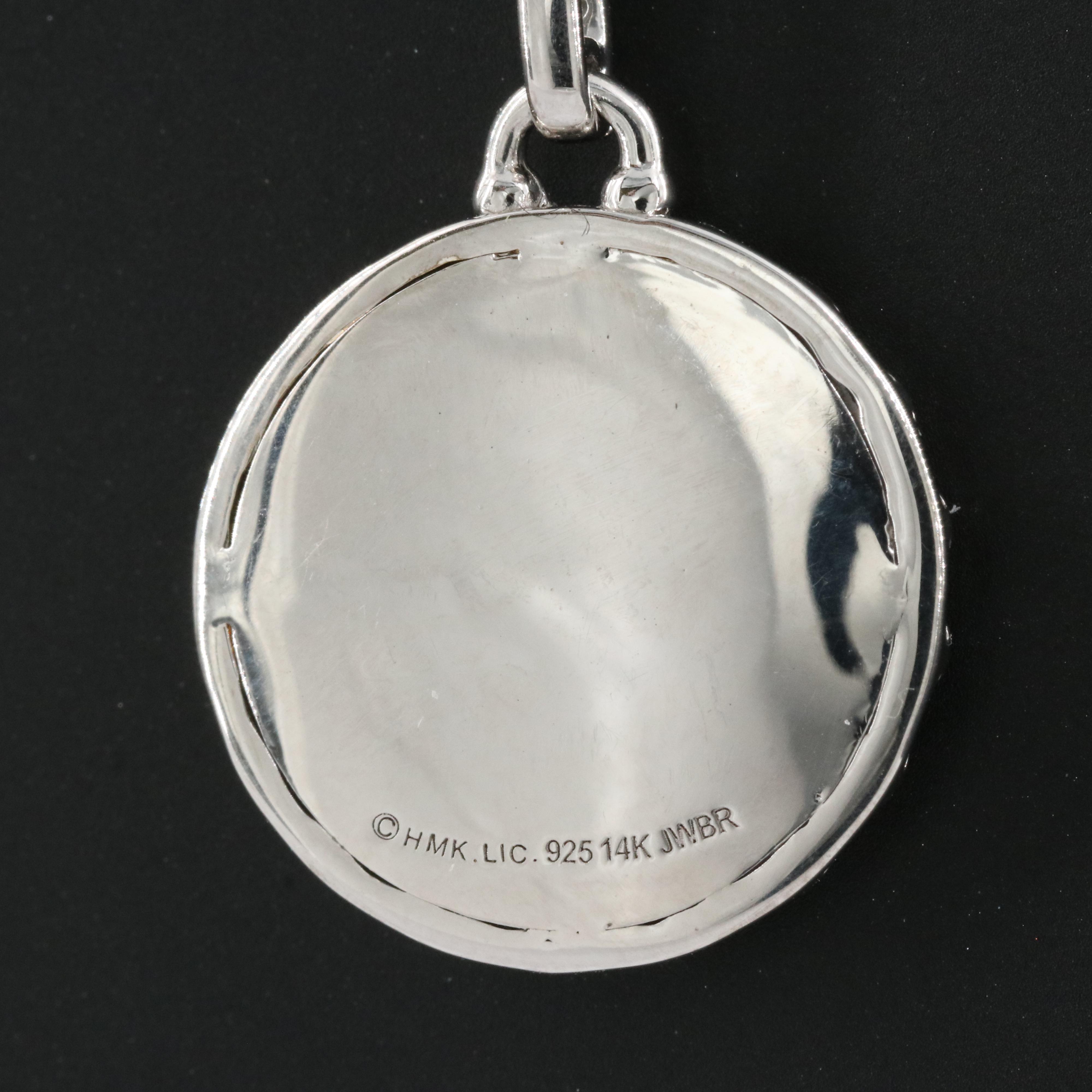 Sterling Diamond and Mother-of-Pearl Pendant Necklace with 14K Accent