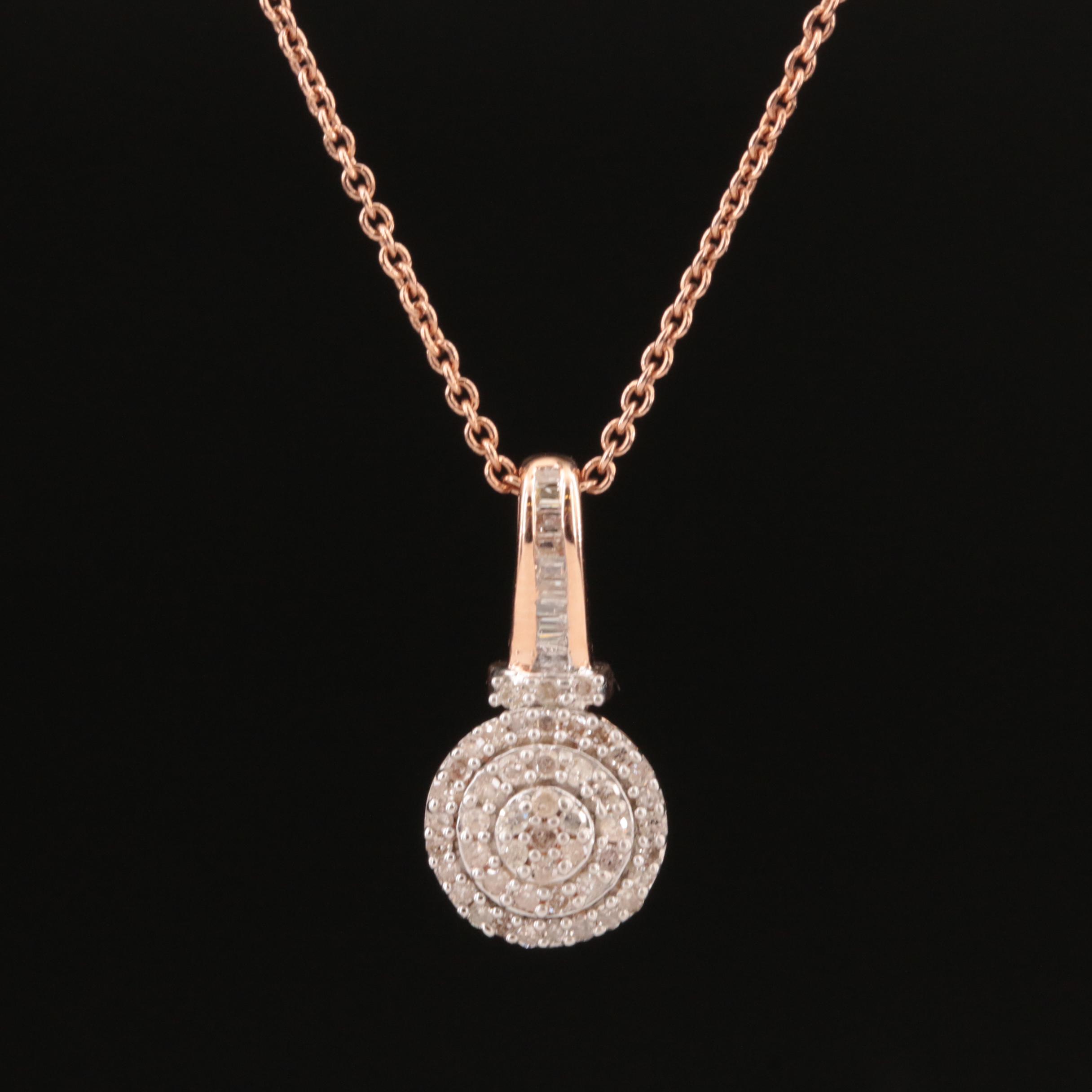 Diamond Pendant Necklace in Sterling with Rose Tone Finish