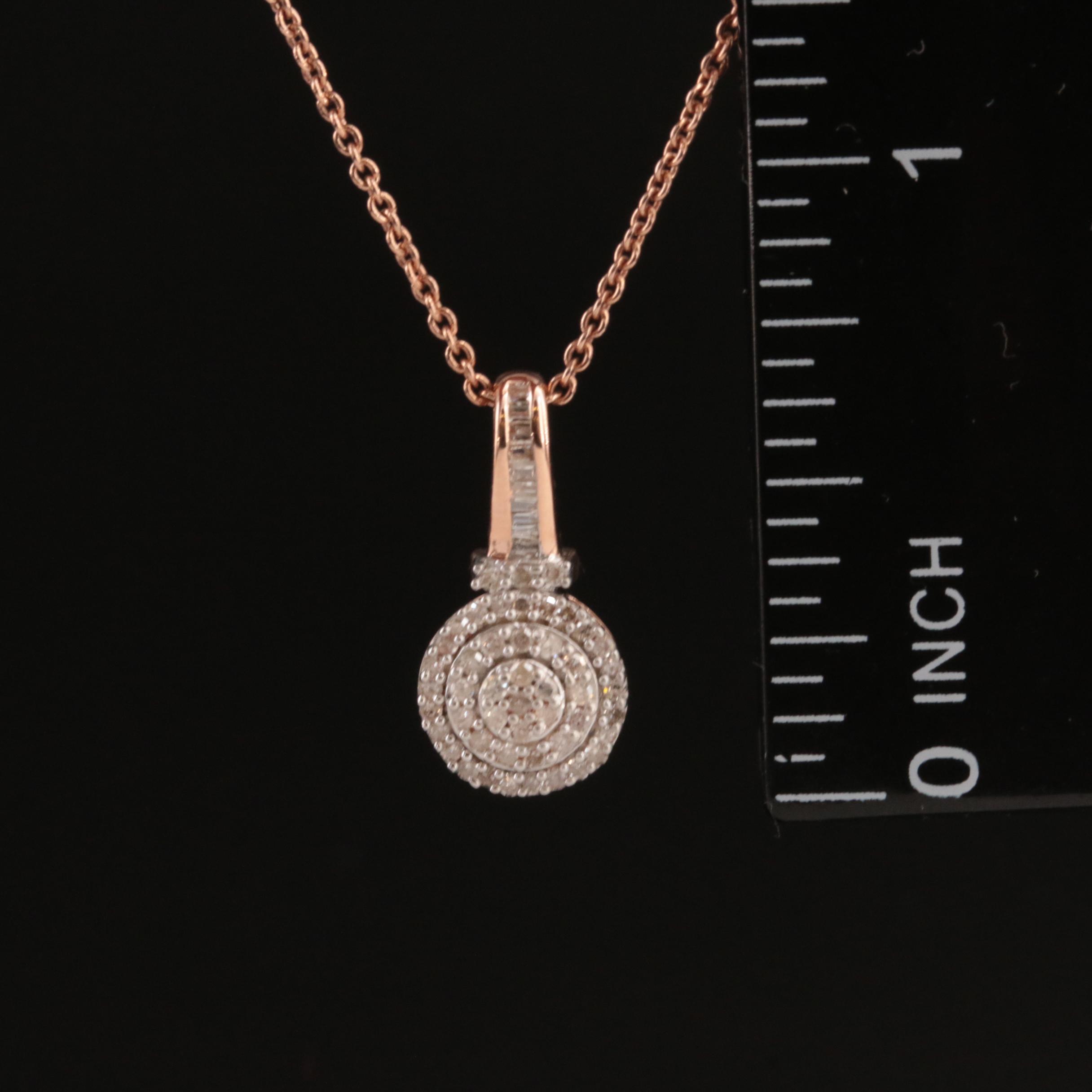 Diamond Pendant Necklace in Sterling with Rose Tone Finish