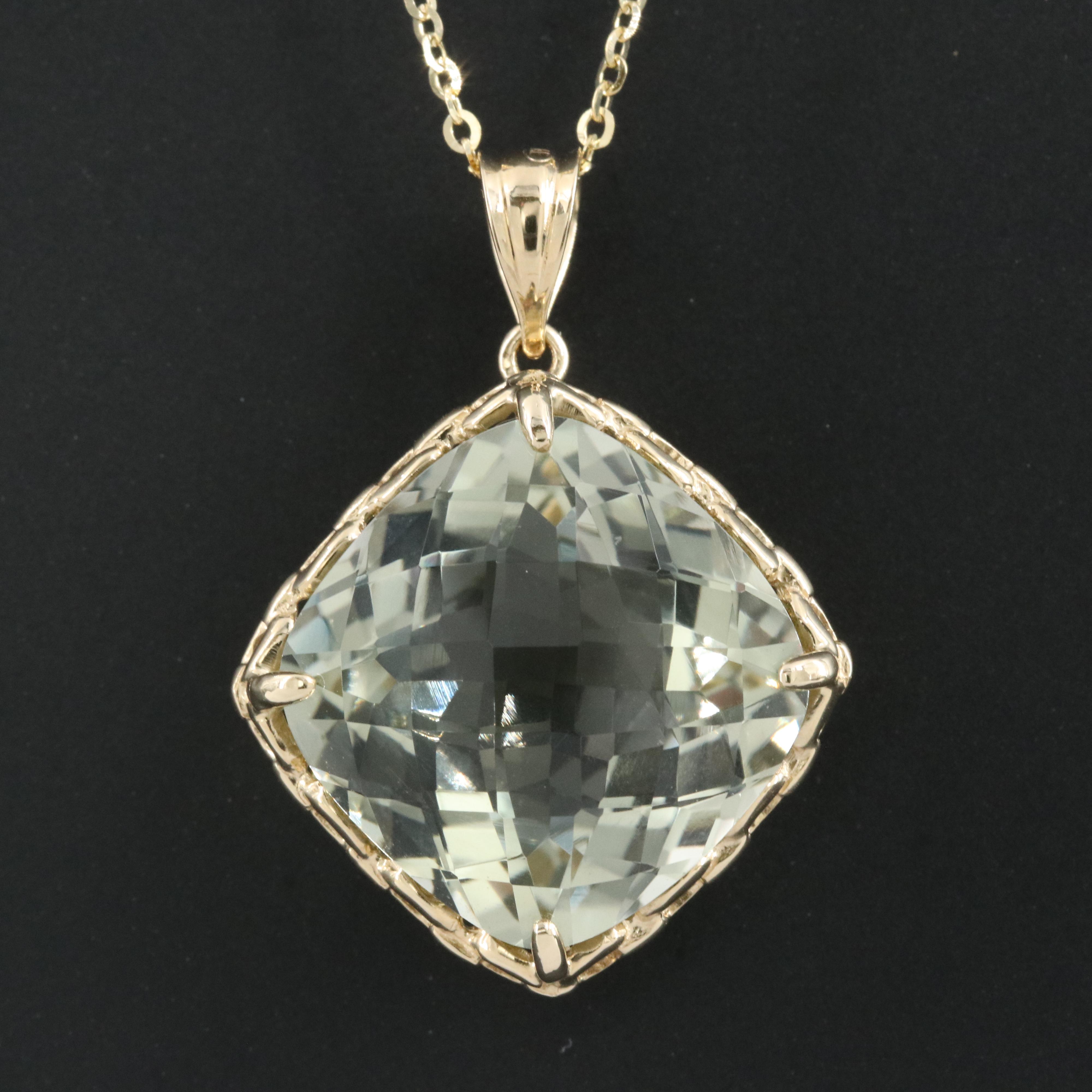 14K Prasiolite Pendant Necklace