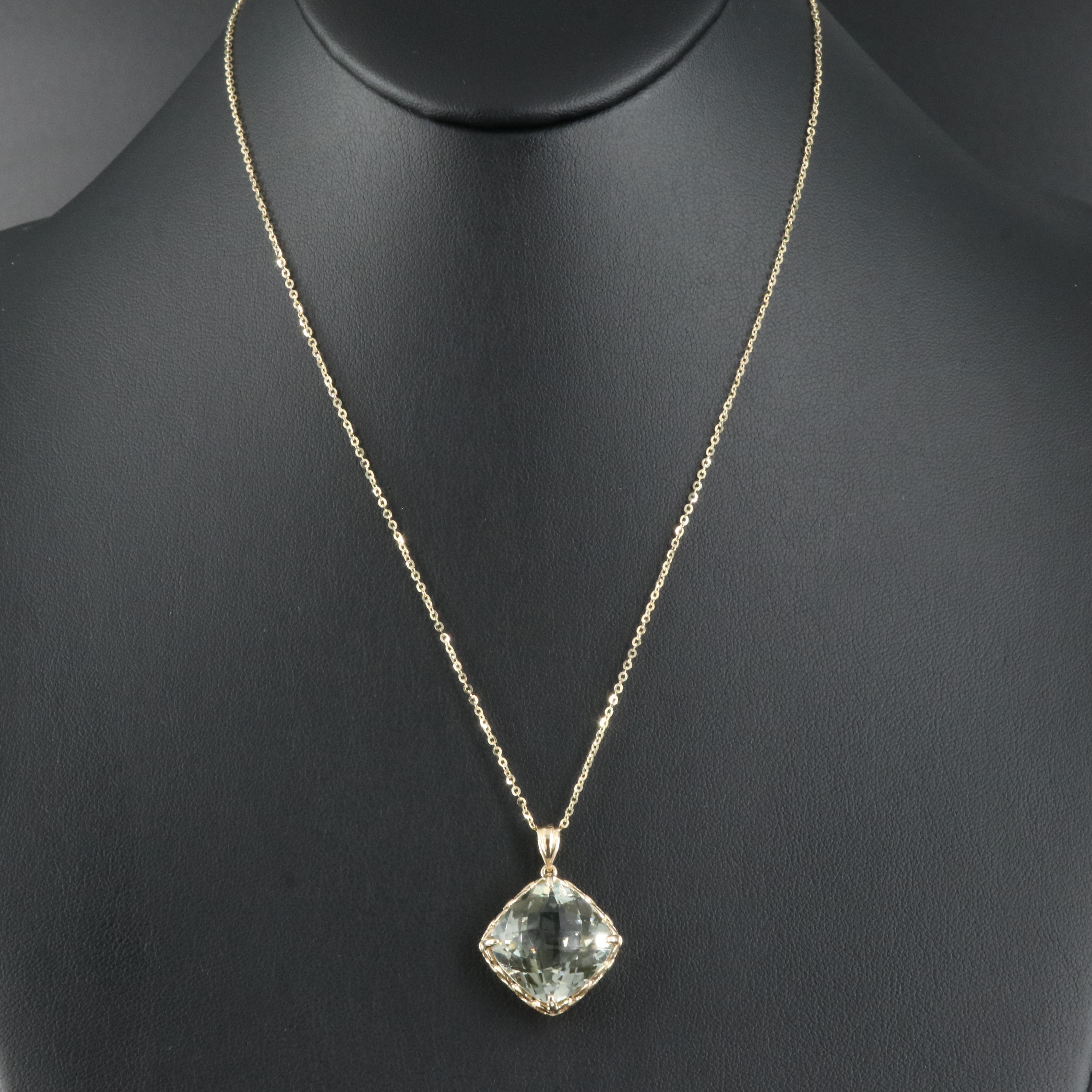 14K Prasiolite Pendant Necklace