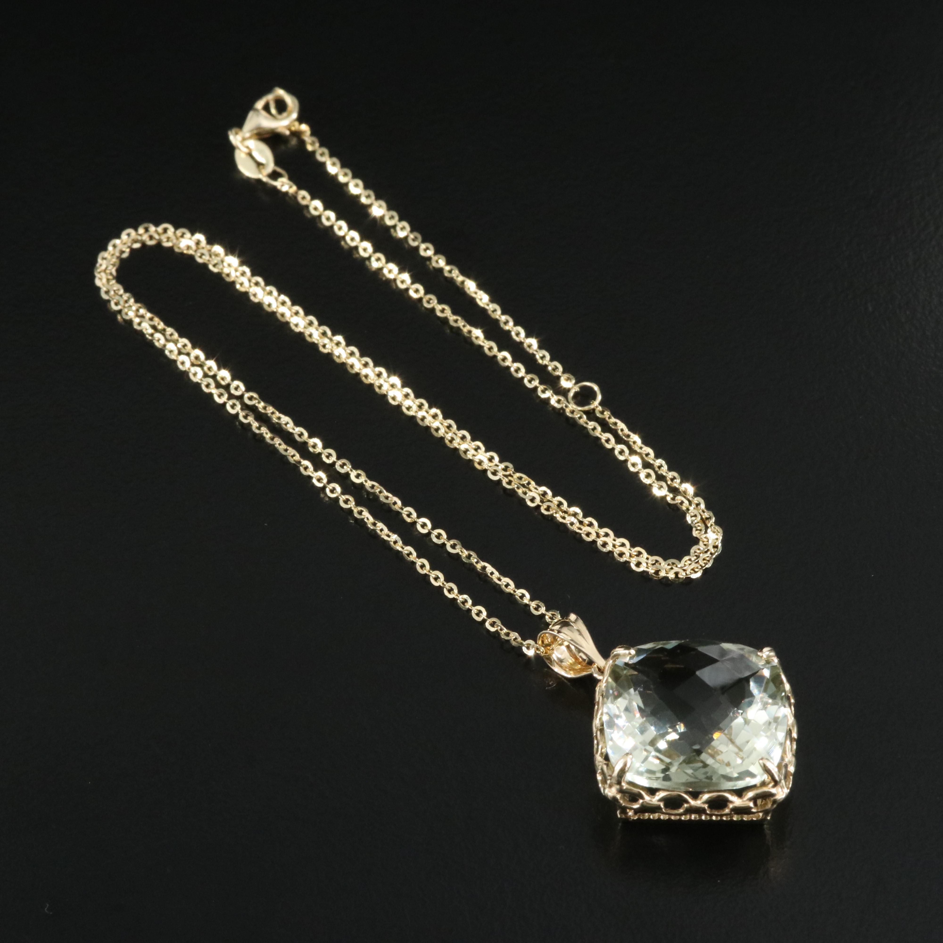 14K Prasiolite Pendant Necklace