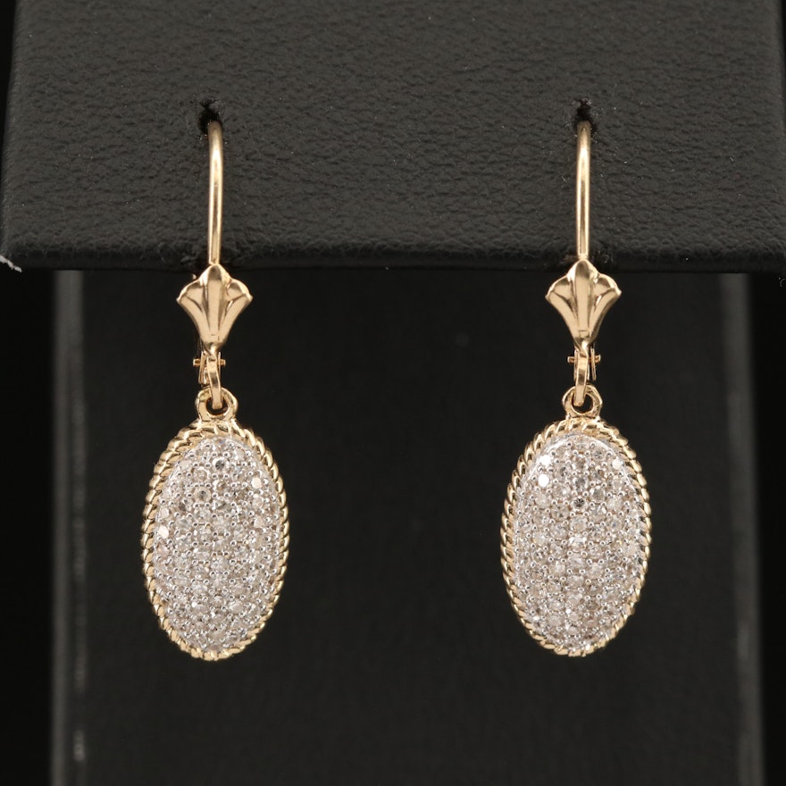 14K 0.51 CTW Pavé Diamond Earrings