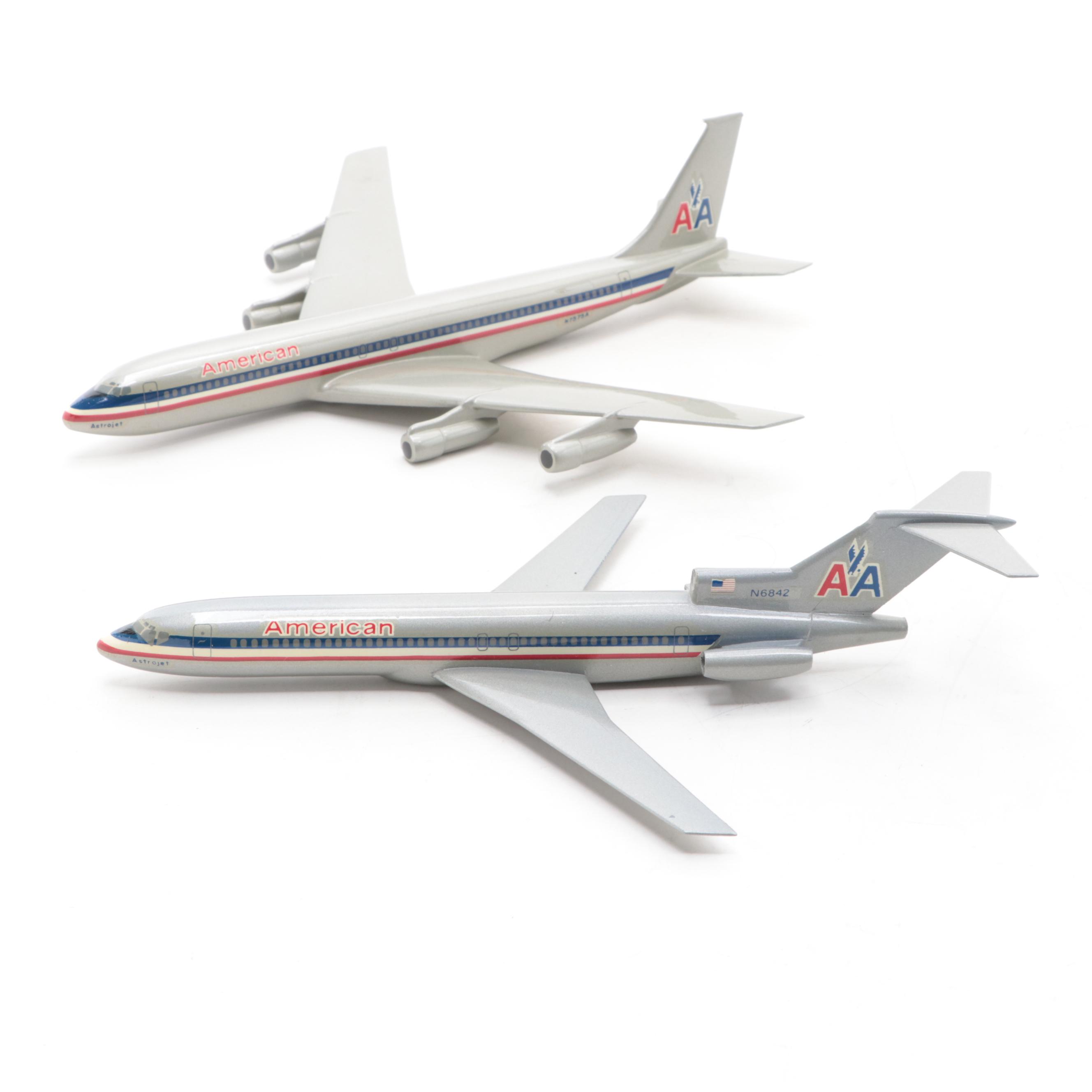 Five American Airlines Scale Model Airplanes