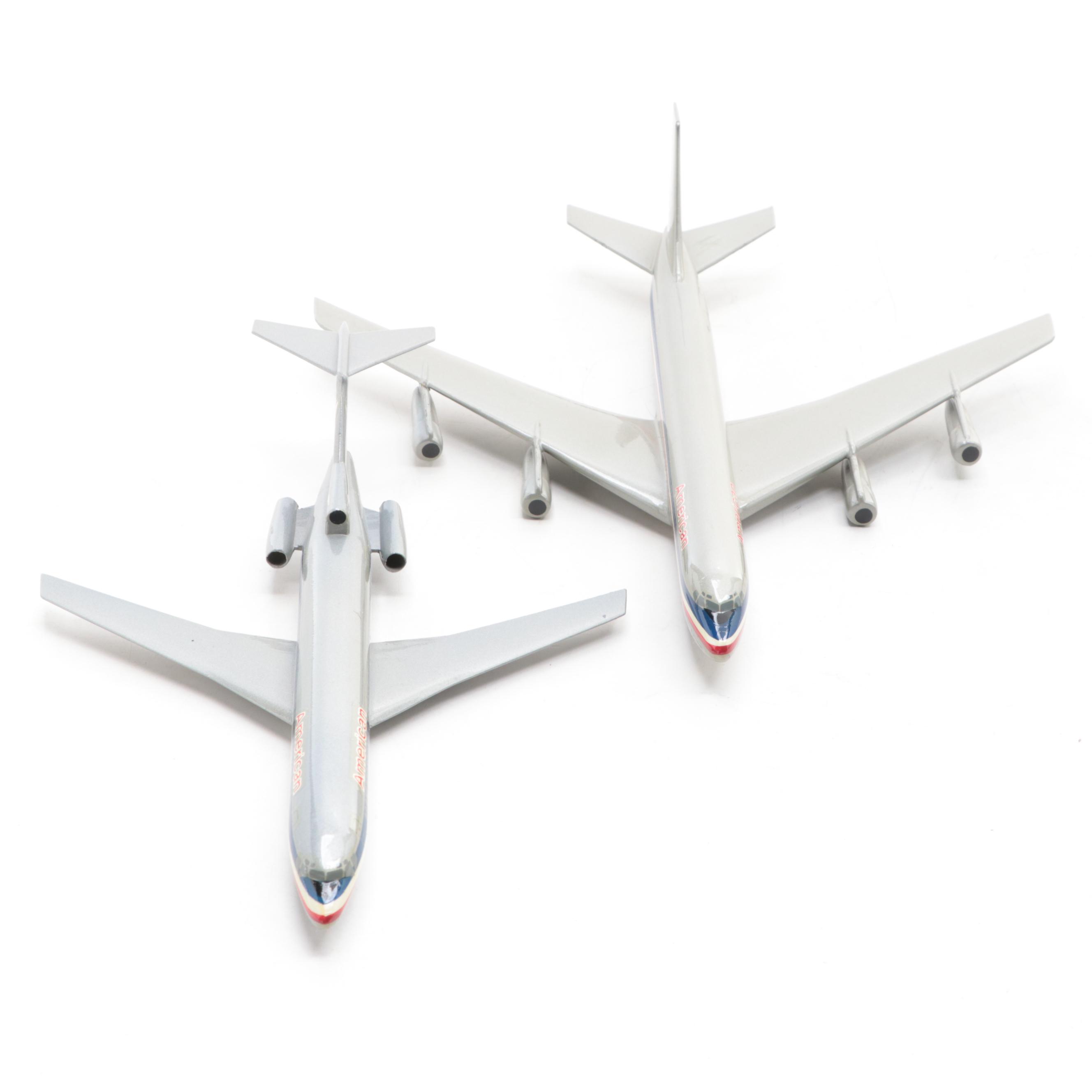 Five American Airlines Scale Model Airplanes