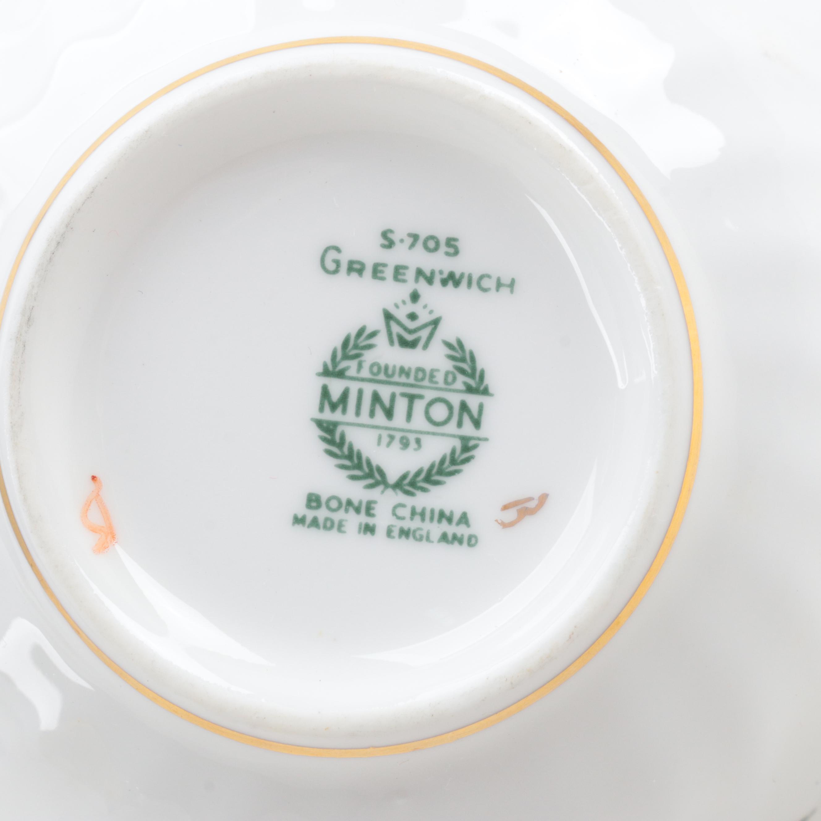 Minton English Bone China "Greenwich" Dinnerware, 1962–1979