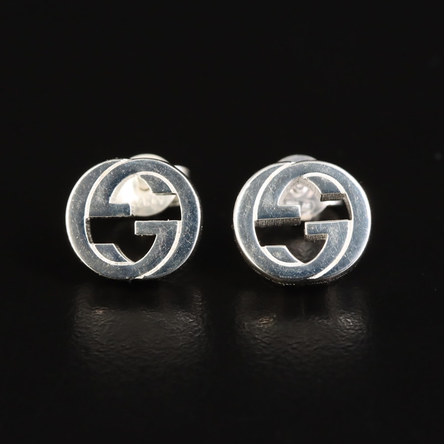 Gucci Sterling Interlocking G Stud Earrings