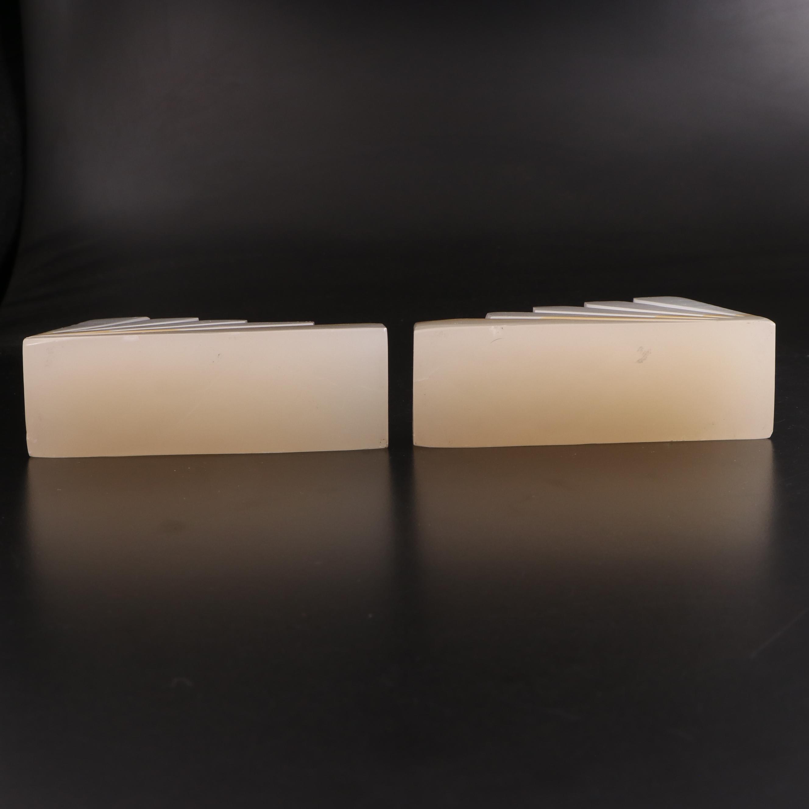 Art Deco Style Carved Calcite Bookends, Mid-20th Century