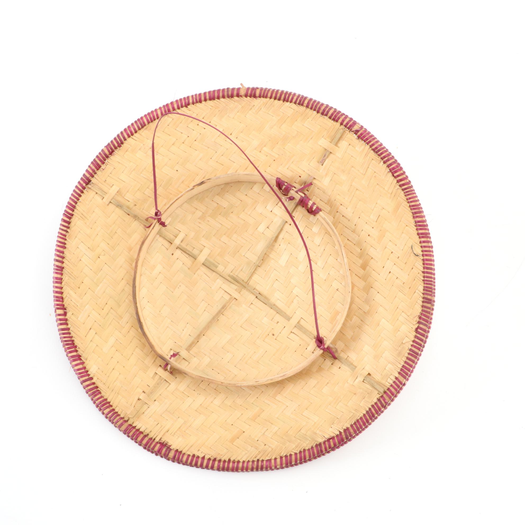 Traditional Southeast Asian Woven Straw Hat