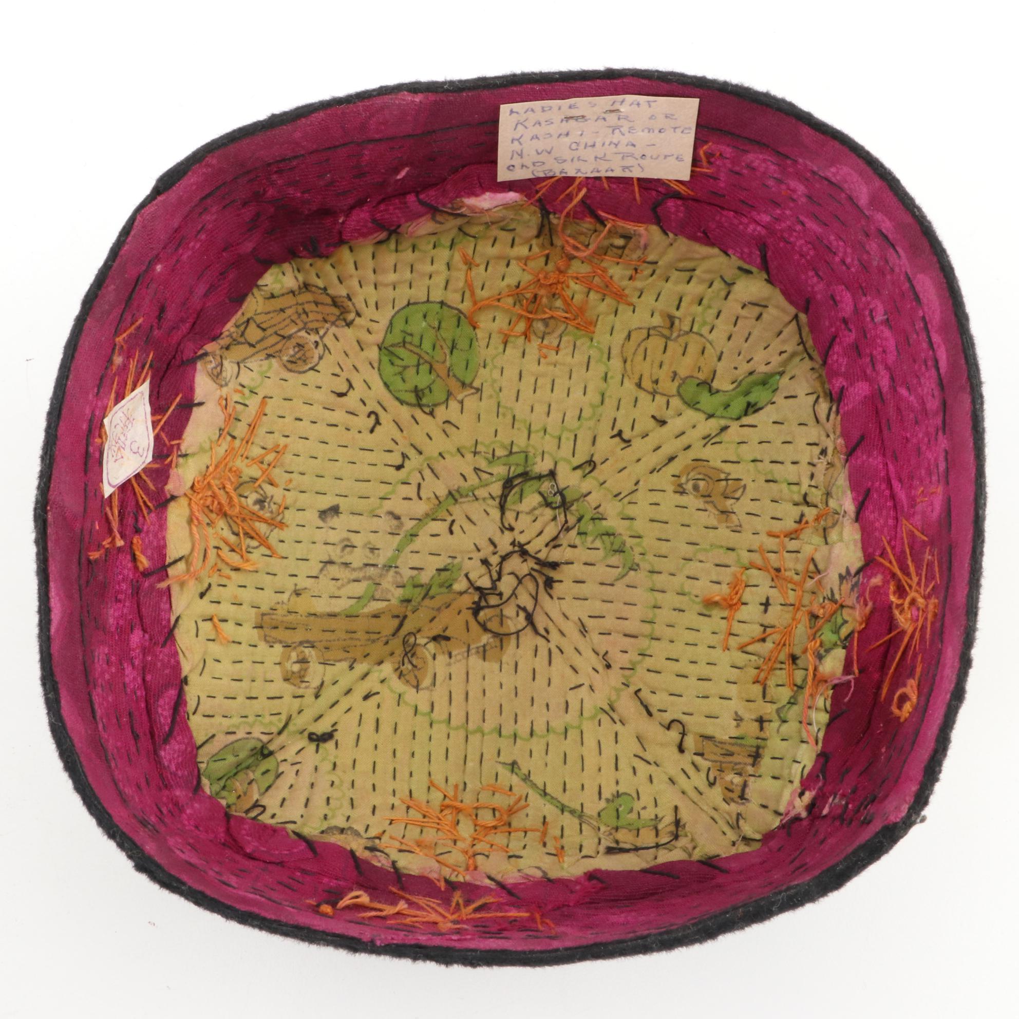 Handmade Central Asian Embroidered and Embellished Badam Doppa Hats