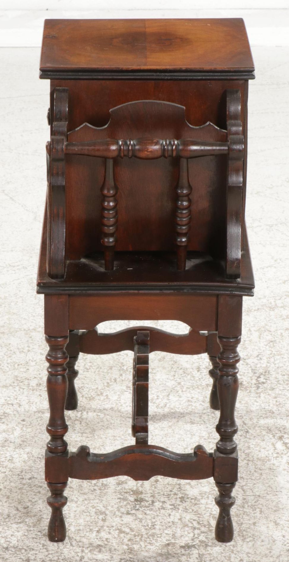 Jacobean Style Walnut Smoking Stand and Magazine Rack, 1930s