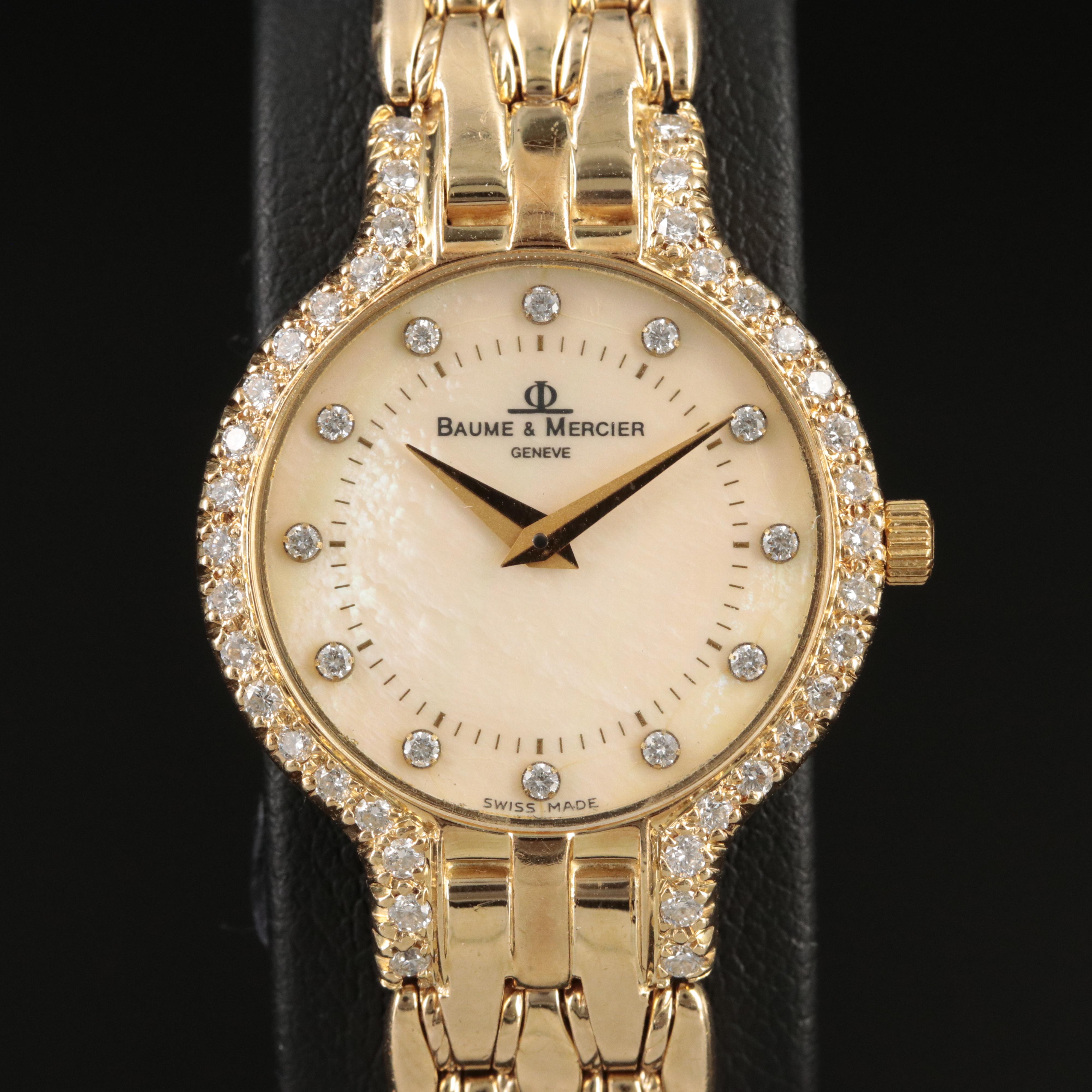 14K Baume & Mercier Mother of Pearl Diamond Watch