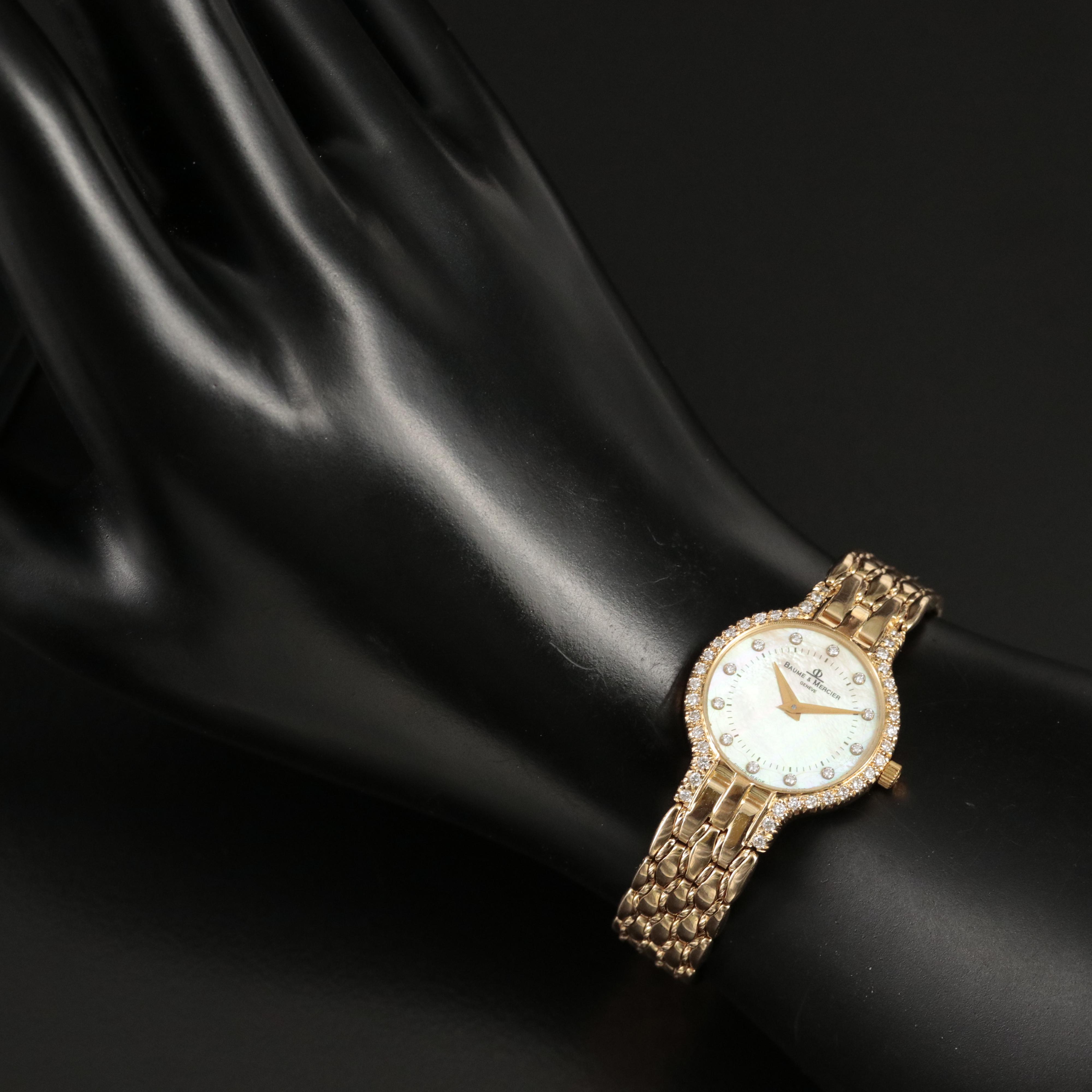 14K Baume & Mercier Mother of Pearl Diamond Watch