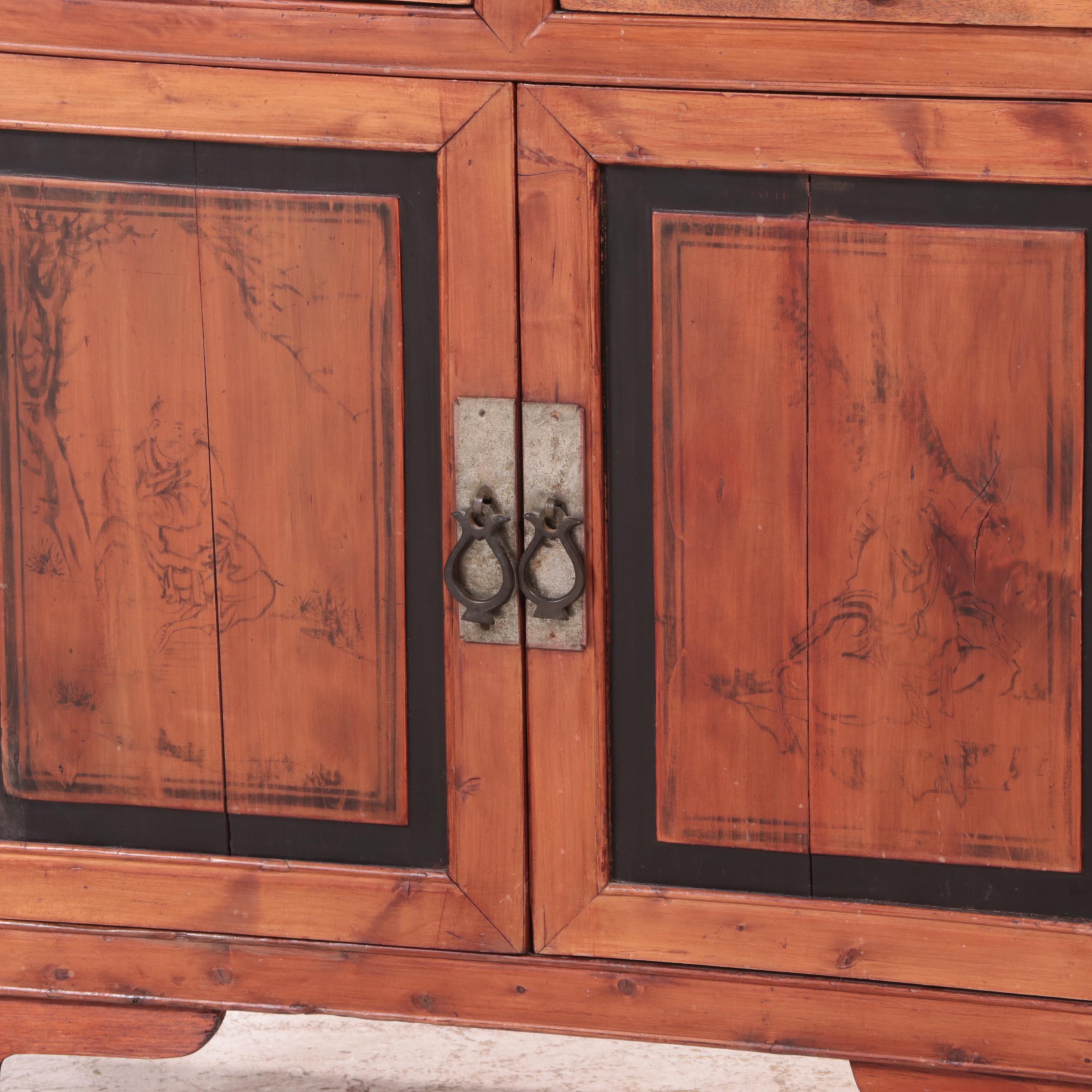 Chinese Hardwood Cabinet with Carved Details, Early to Mid-20th Century