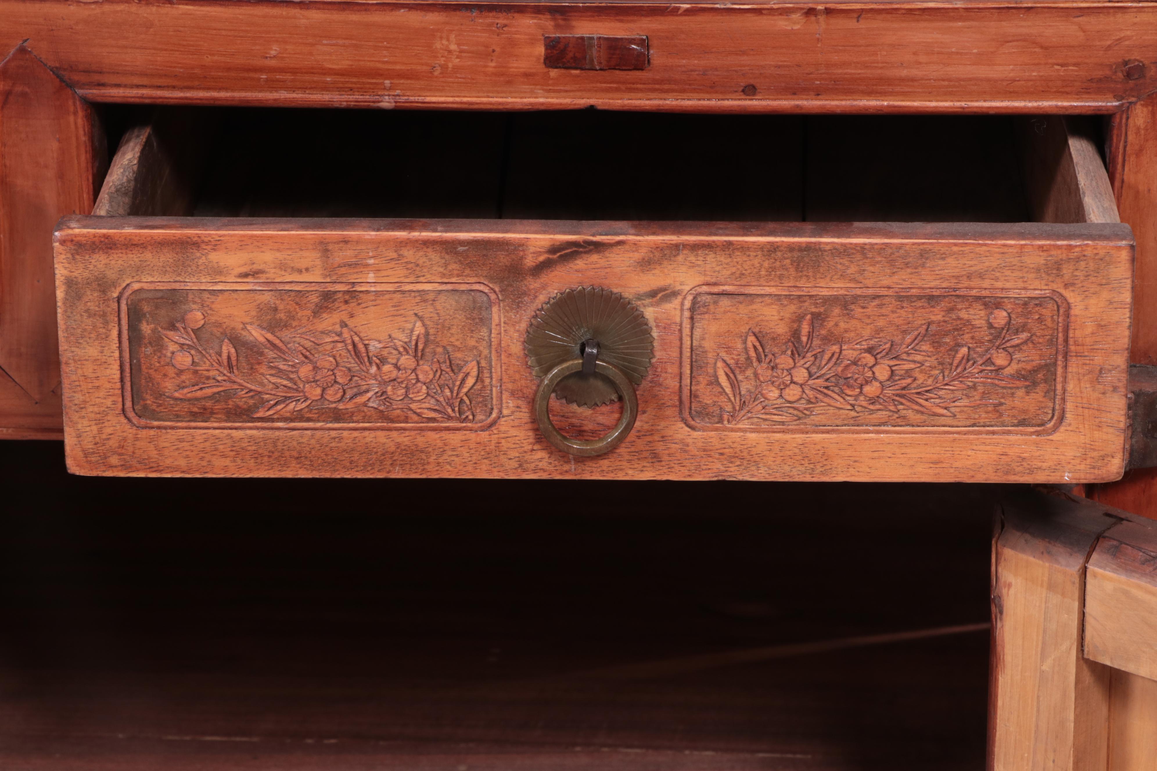 Chinese Hardwood Cabinet with Carved Details, Early to Mid-20th Century