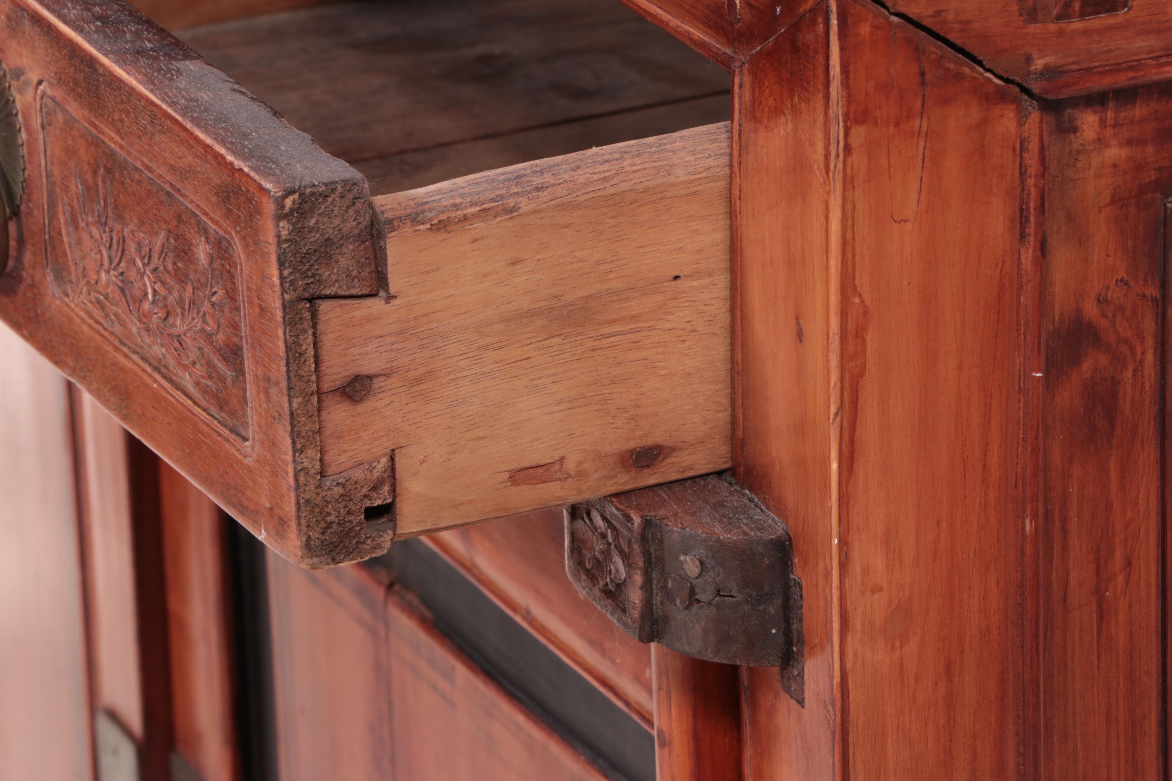 Chinese Hardwood Cabinet with Carved Details, Early to Mid-20th Century