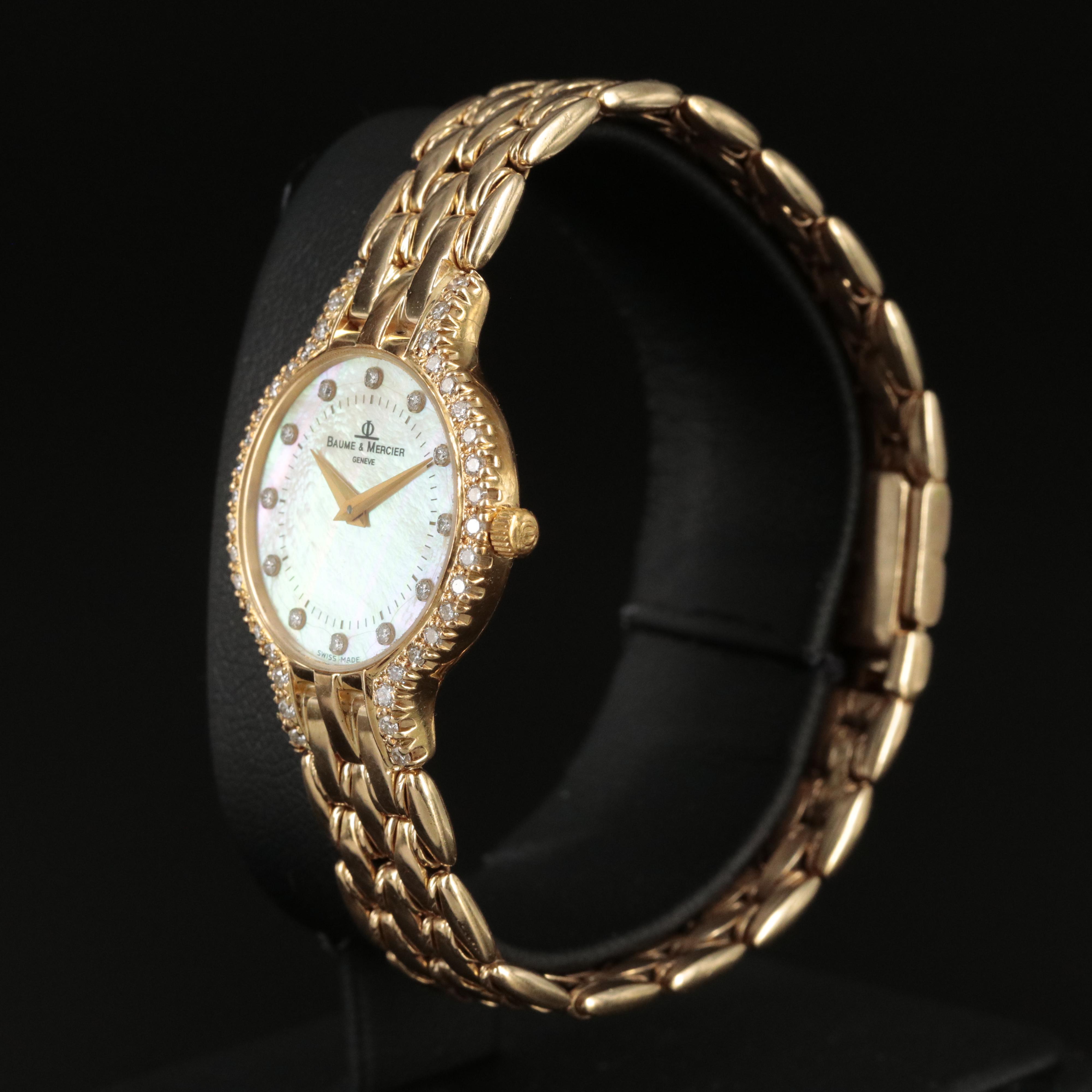 14K Baume & Mercier Mother of Pearl Diamond Watch