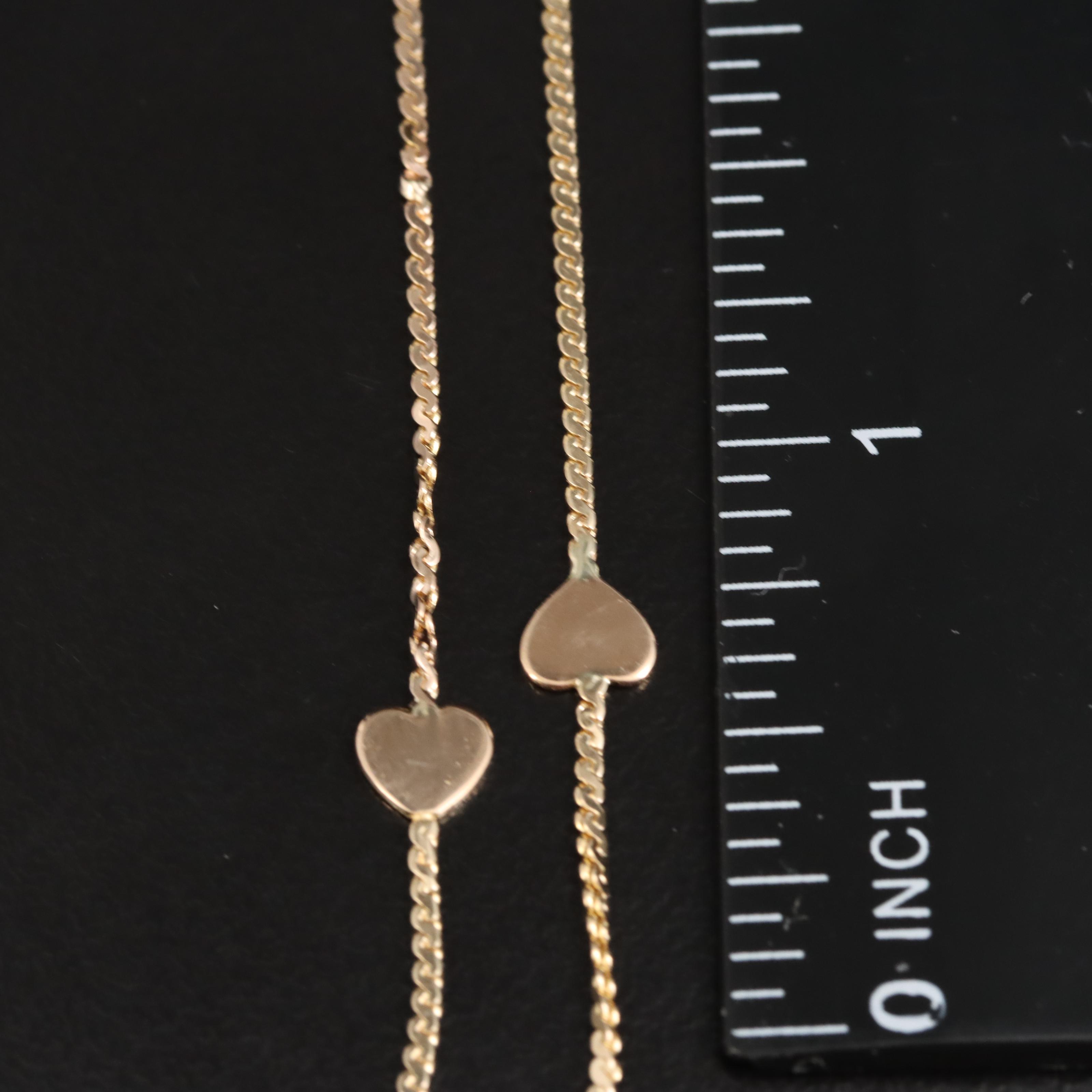 Italian 14K Heart Station Anklet