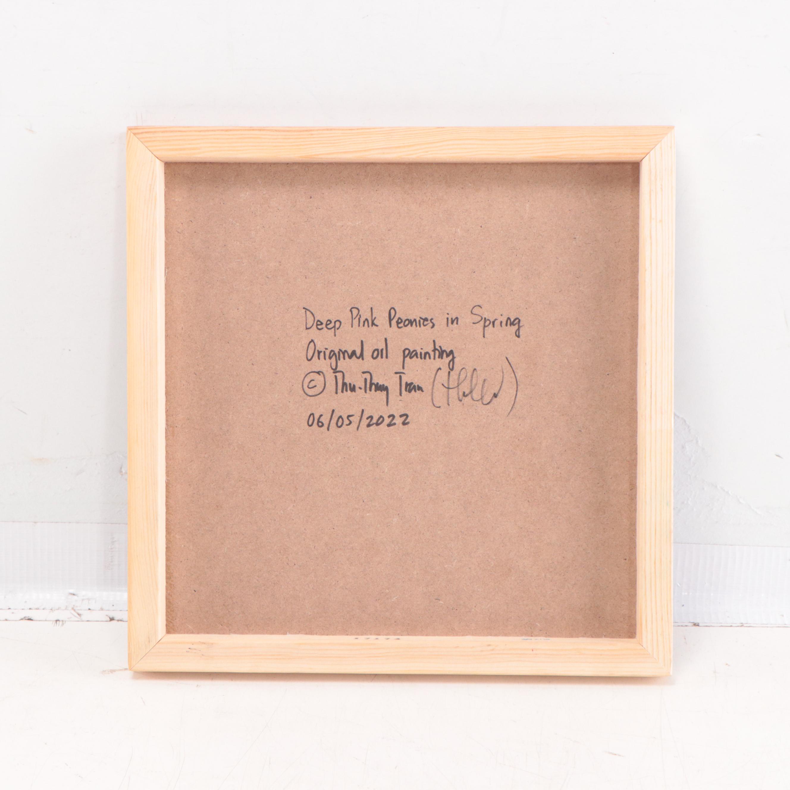 Thu-Thuy Tran Oil Painting "Deep Pink Peonies in Spring," 2022