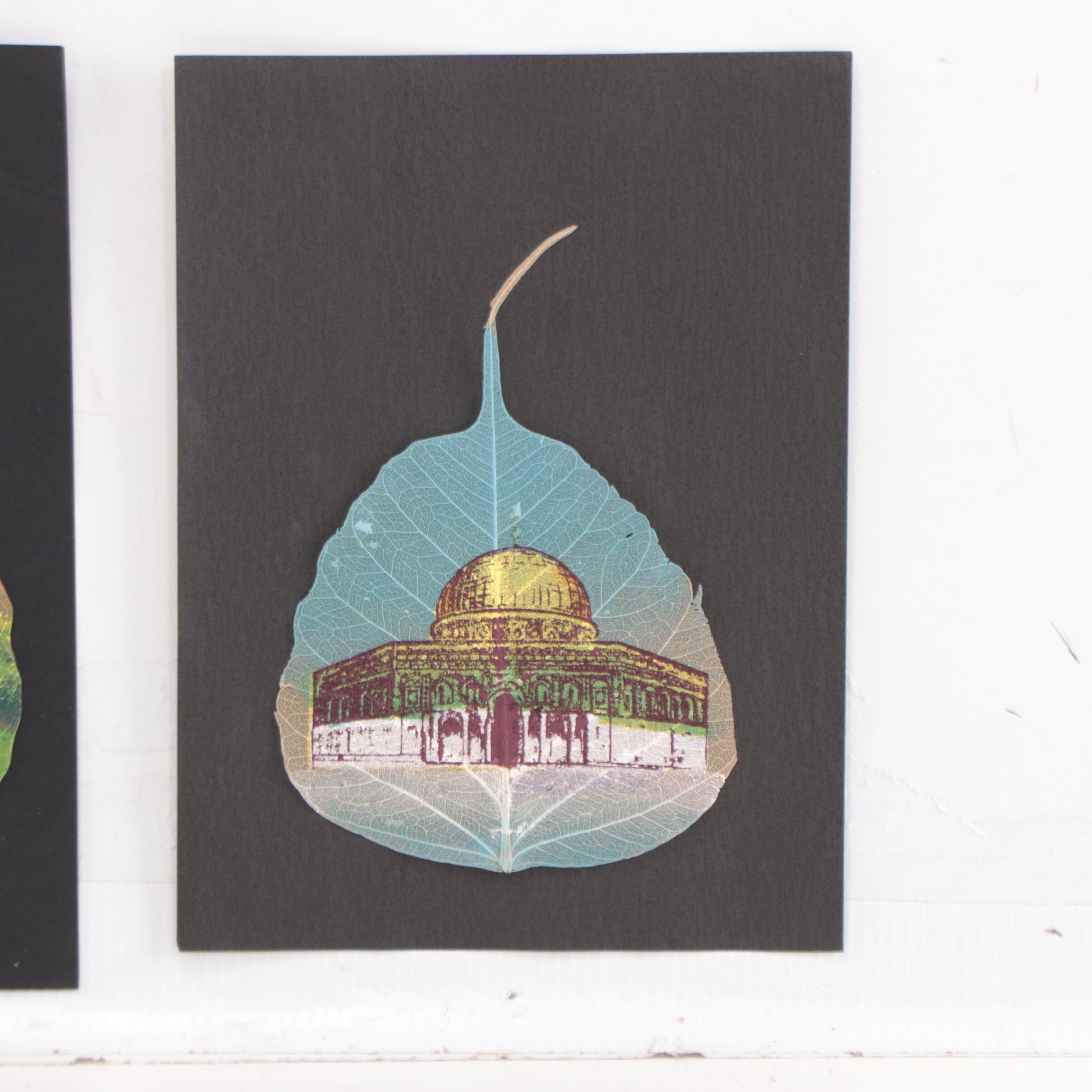 Indian Peepal Leaf Stencil Paintings of Figure and Architecture