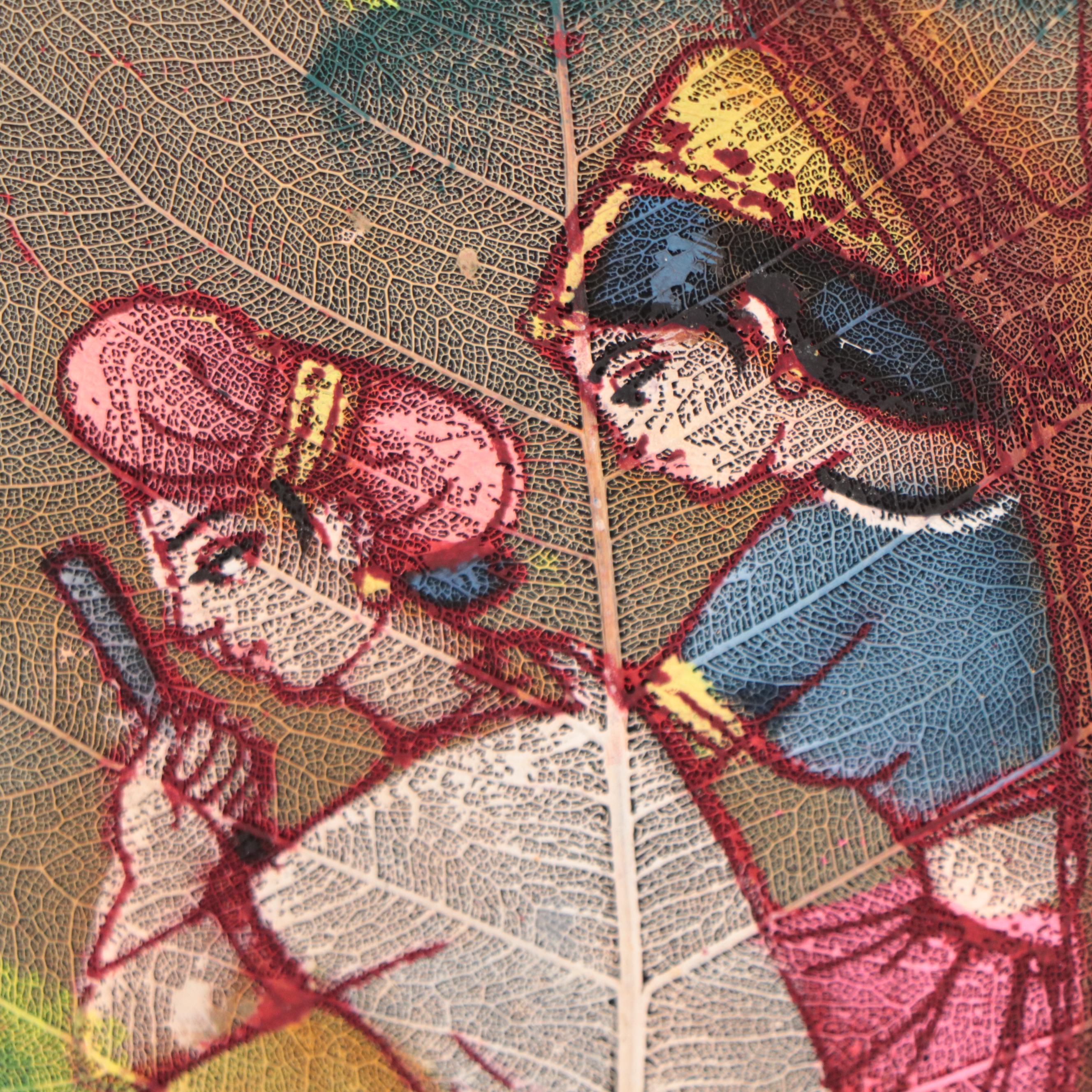 Indian Peepal Leaf Stencil Paintings of Figure and Architecture