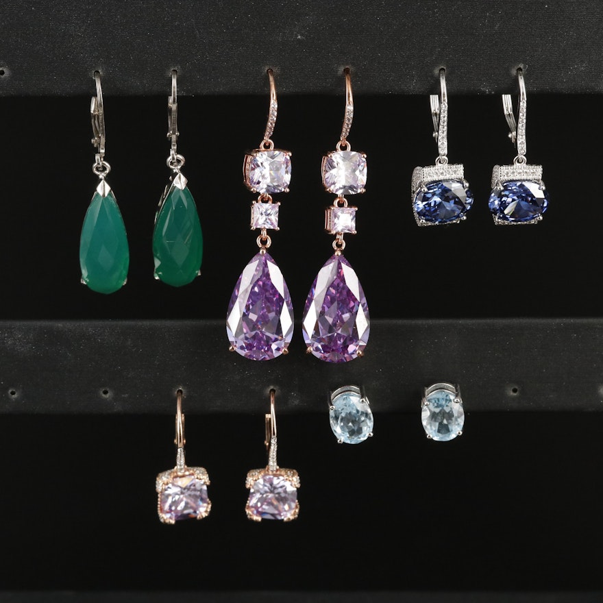 Earring Grouping Including Vanna K, Topaz, Chalcedony and Cubic Zirconia