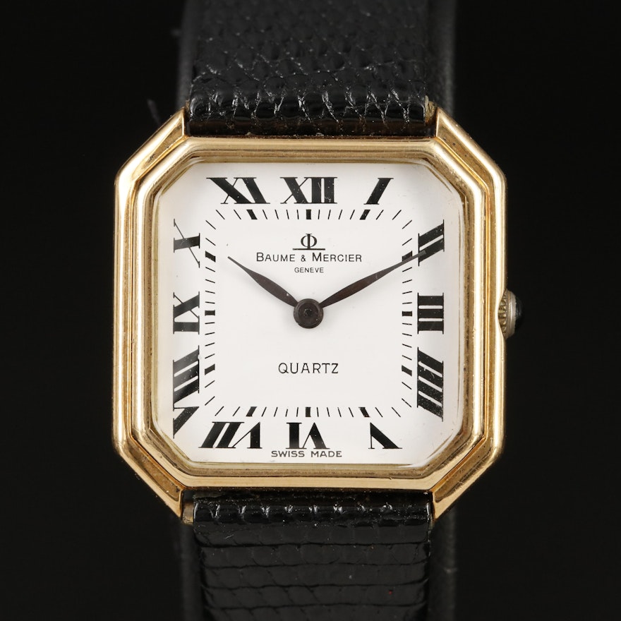 18K Baume & Mercier Roman Dial Wristwatch