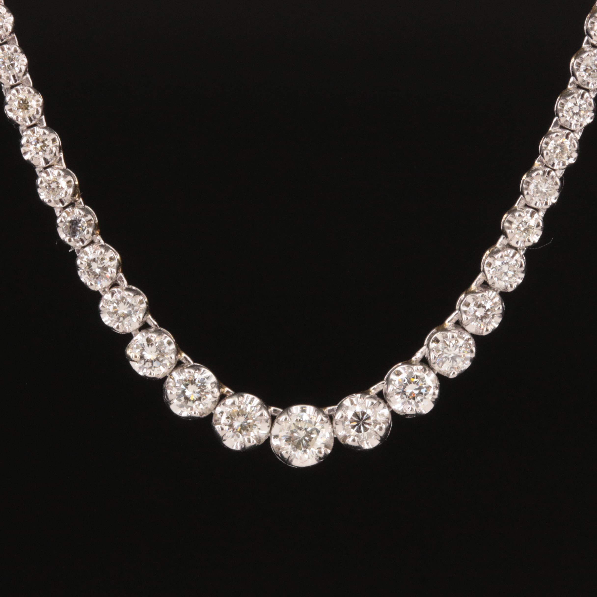 Platinum 3.95 CTW Diamond Graduated Rivière Necklace