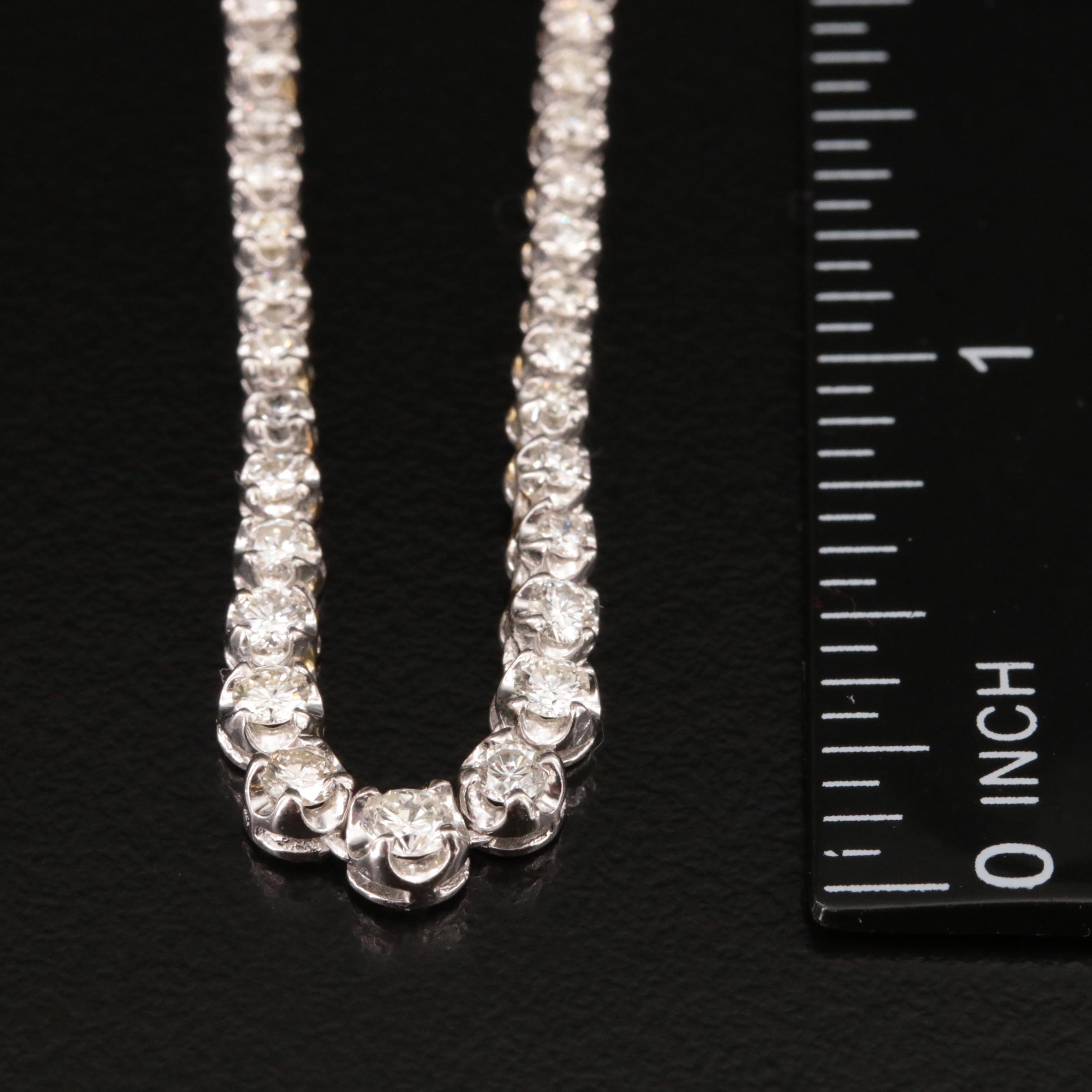 Platinum 3.95 CTW Diamond Graduated Rivière Necklace